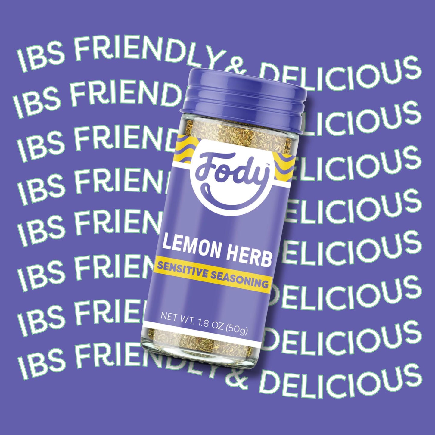Fody Foods Lemon Herb Seasoning, 1.8 Oz, Garlic and Onion Free, Low FODMAP Certified, Gut & IBS Friendly, Vegan, Non-GMO, Gluten