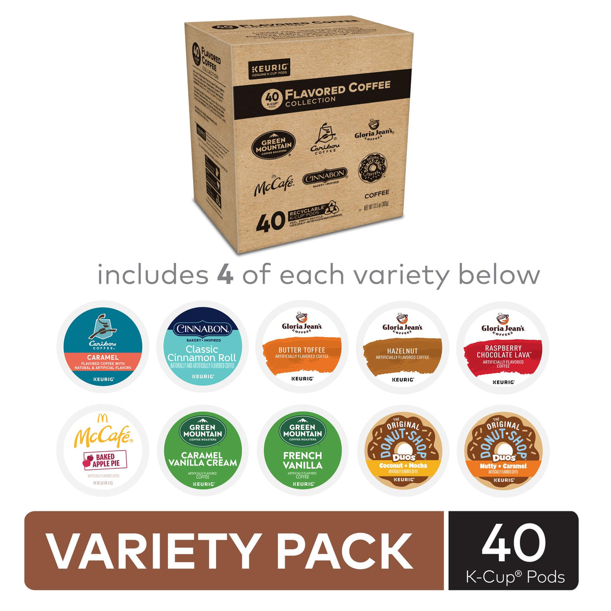 Keurig Flavored Coffee Variety Pack, Keurig Single Serve K-Cup Pods, 40Ct