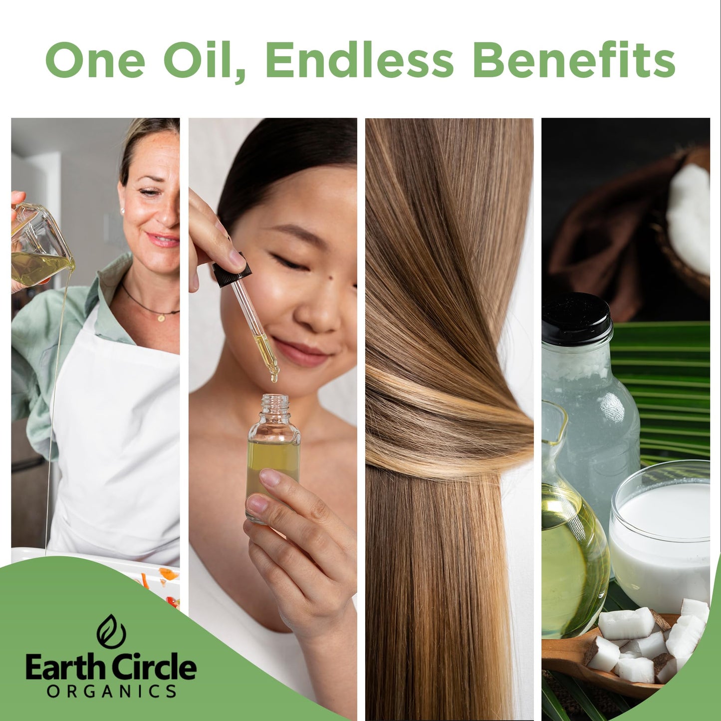 Earth Circle Organics Premium Ultra-Pure Unrefined Cold Pressed Organic Extra Virgin Coconut Oil - Gluten-Free, Keto & Paleo Fri