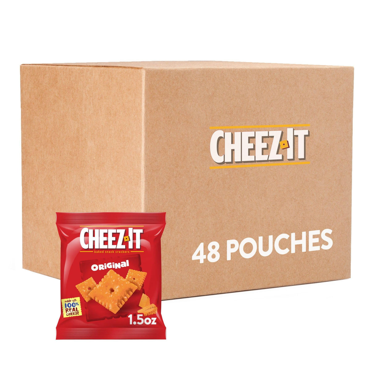 Cheez-It Cheese Crackers, Baked Snack Crackers, Lunch Snacks, Original (48 Pouches)