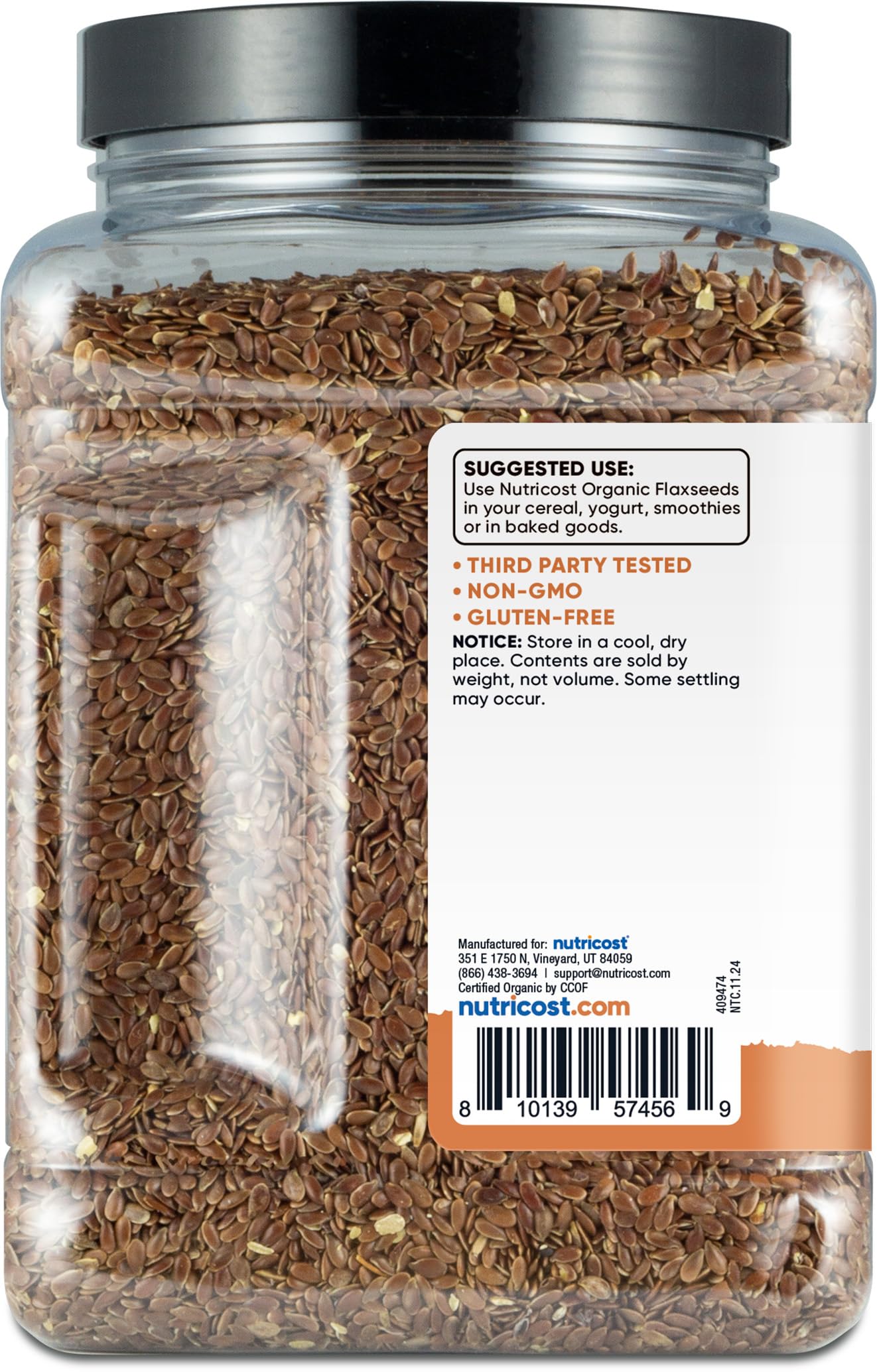 Nutricost Pantry Organic Flaxseeds (2 Pounds) - Whole Brown Flaxseeds  Vegan  GMO-Free  Gluten-Free