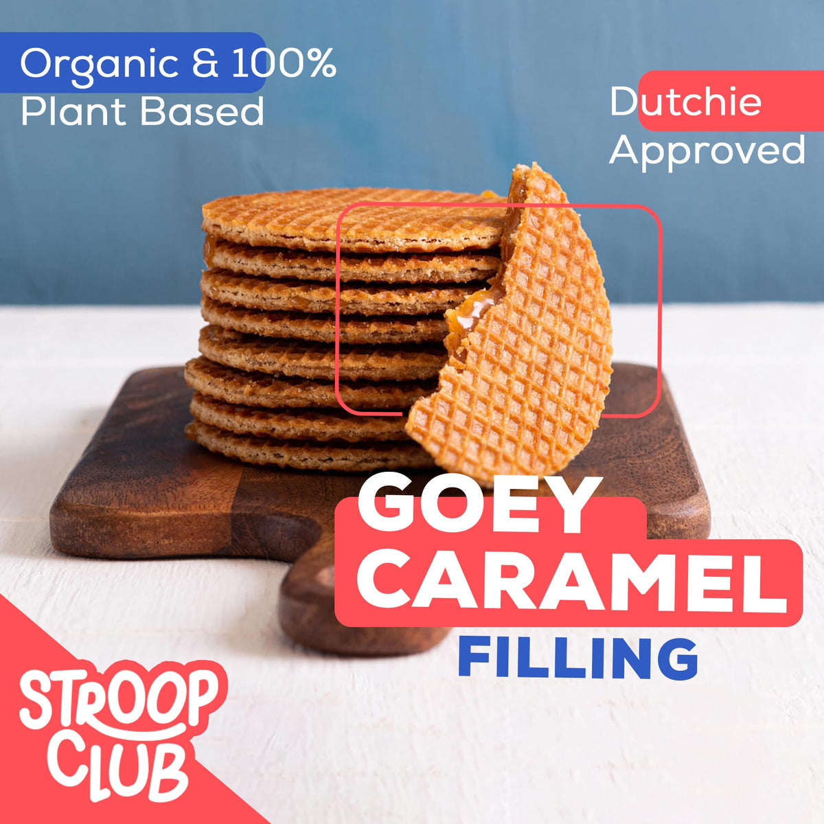Stroop Club Traditional Organic Stroopwafel Caramel Treats | Vegan, Plant-Based and Dutch-Approved Indulgence - 24 Vegan Waffle