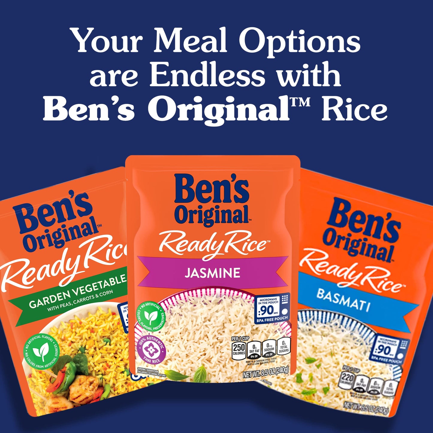 BENS ORIGINAL Ready Rice Basmati Rice, Easy Side Dish, 8.5 oz Pouch