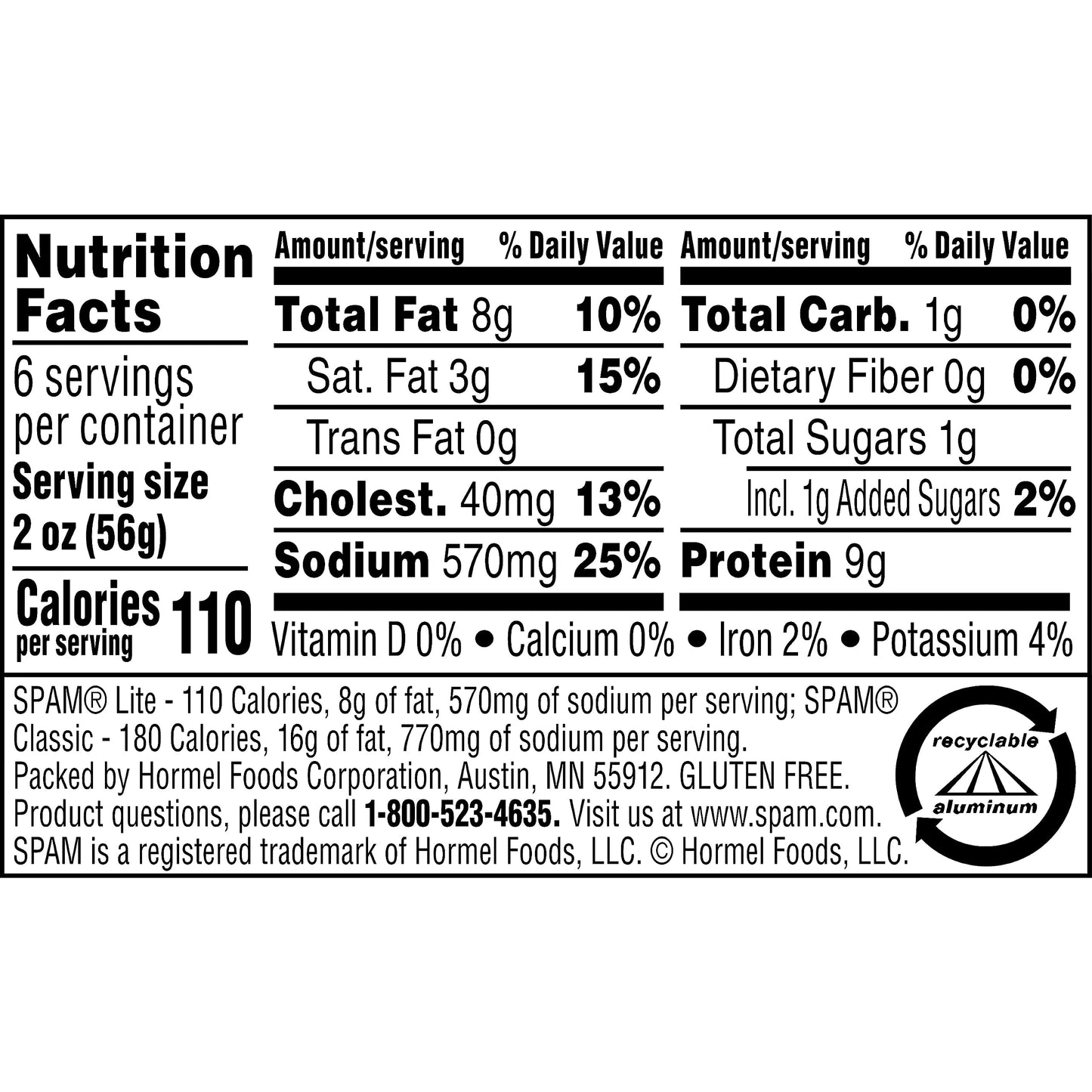 SPAM Canned Meat, 12 oz Can, 12 Pack, Model TRTAZ11A