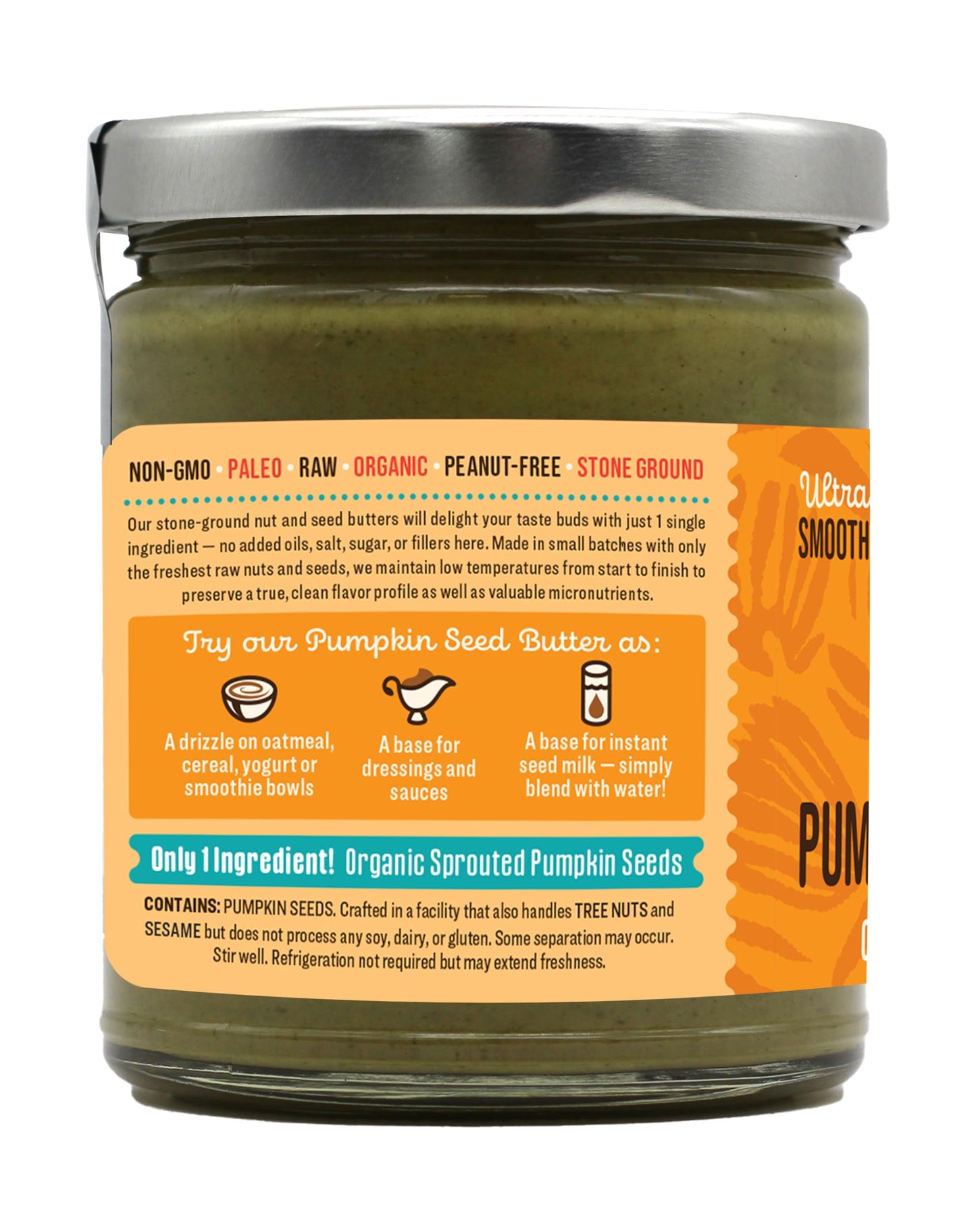 Dastony Organic Raw Sprouted Pumpkin Seed Butter - Vegan, Non-GMO, Gluten-Free, 8 oz, Pack of 1