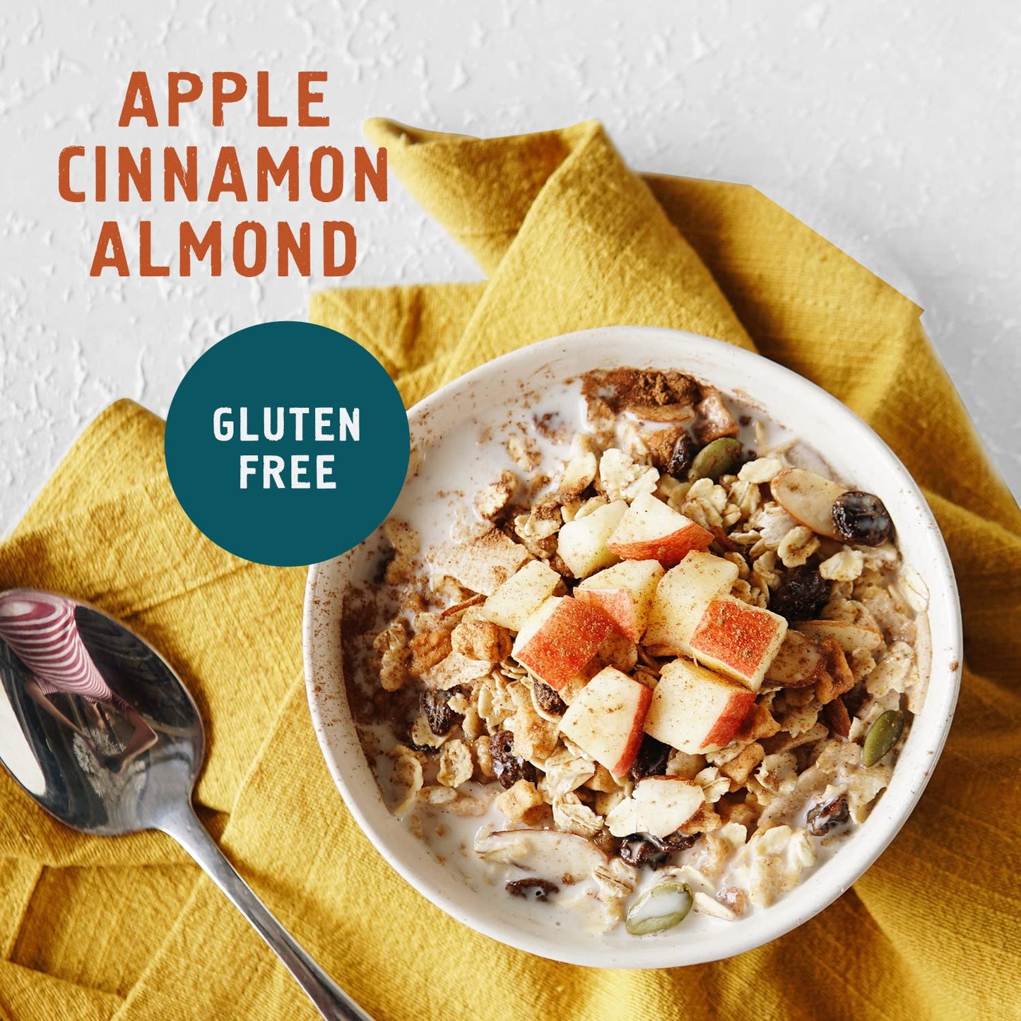 Seven Sundays Classic Bircher Apple Cinnamon Almond Muesli Cereal - 4 Count, 12 Oz Pouch - Certified Gluten Free Muesli - Non Gm