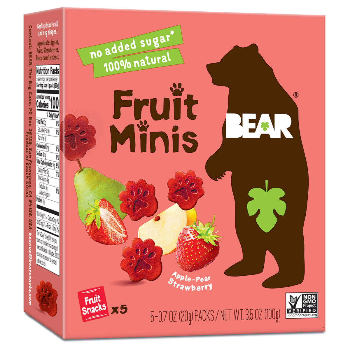 Bear Yoyo Strawberry Flavored Mini Fruit Rolls, Multi Pack, No Added Sugar, 3.5 Ounces (Pack Of 4)