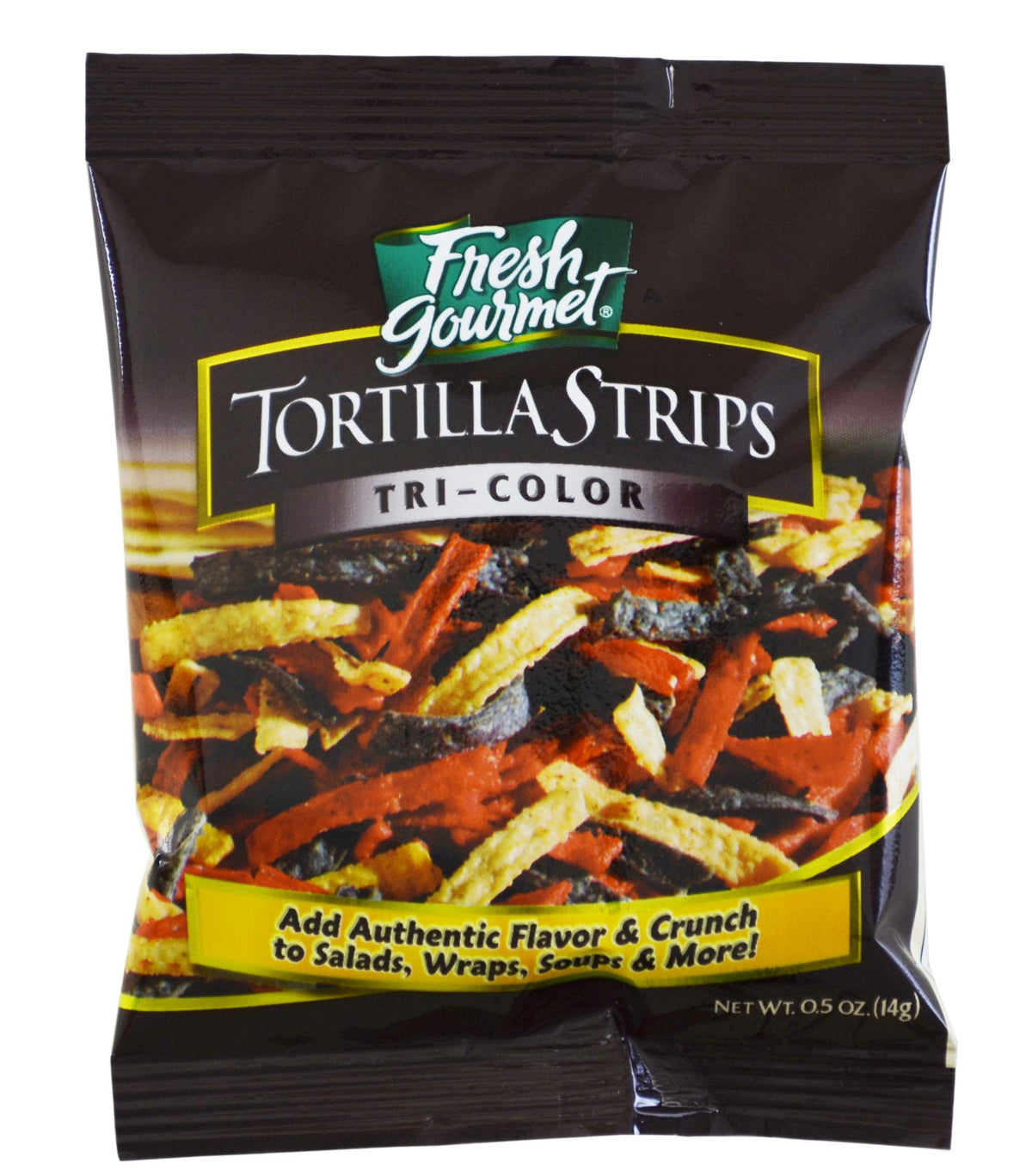 Fresh Gourmet Tortilla Strips, Tri-Color, 0.5 Ounce (Pack of 100)