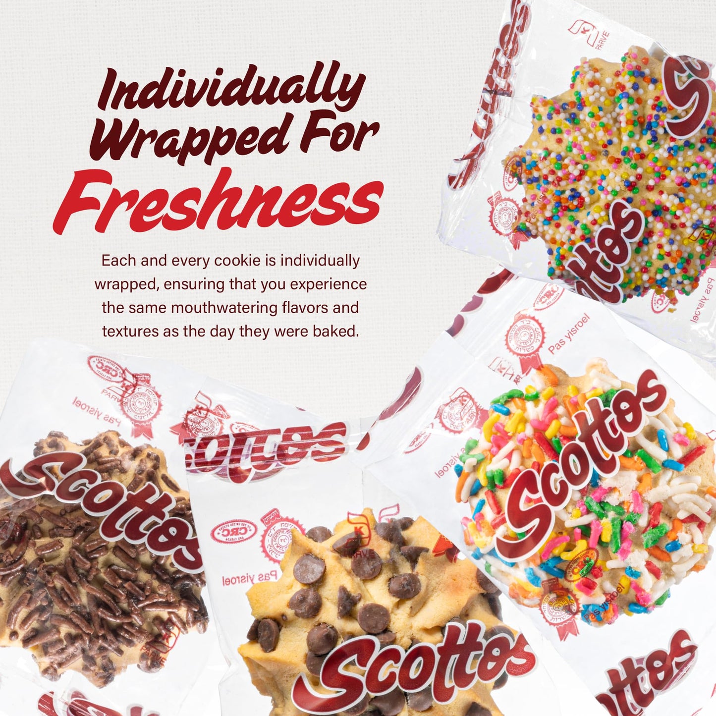 Scottos Cookies Assorted Chocolate Chip Cookies - Pack of 18, 8.5 x 8.5 x 2.3 inches, Gourmet Birthday   with Rainbow Sprinkles