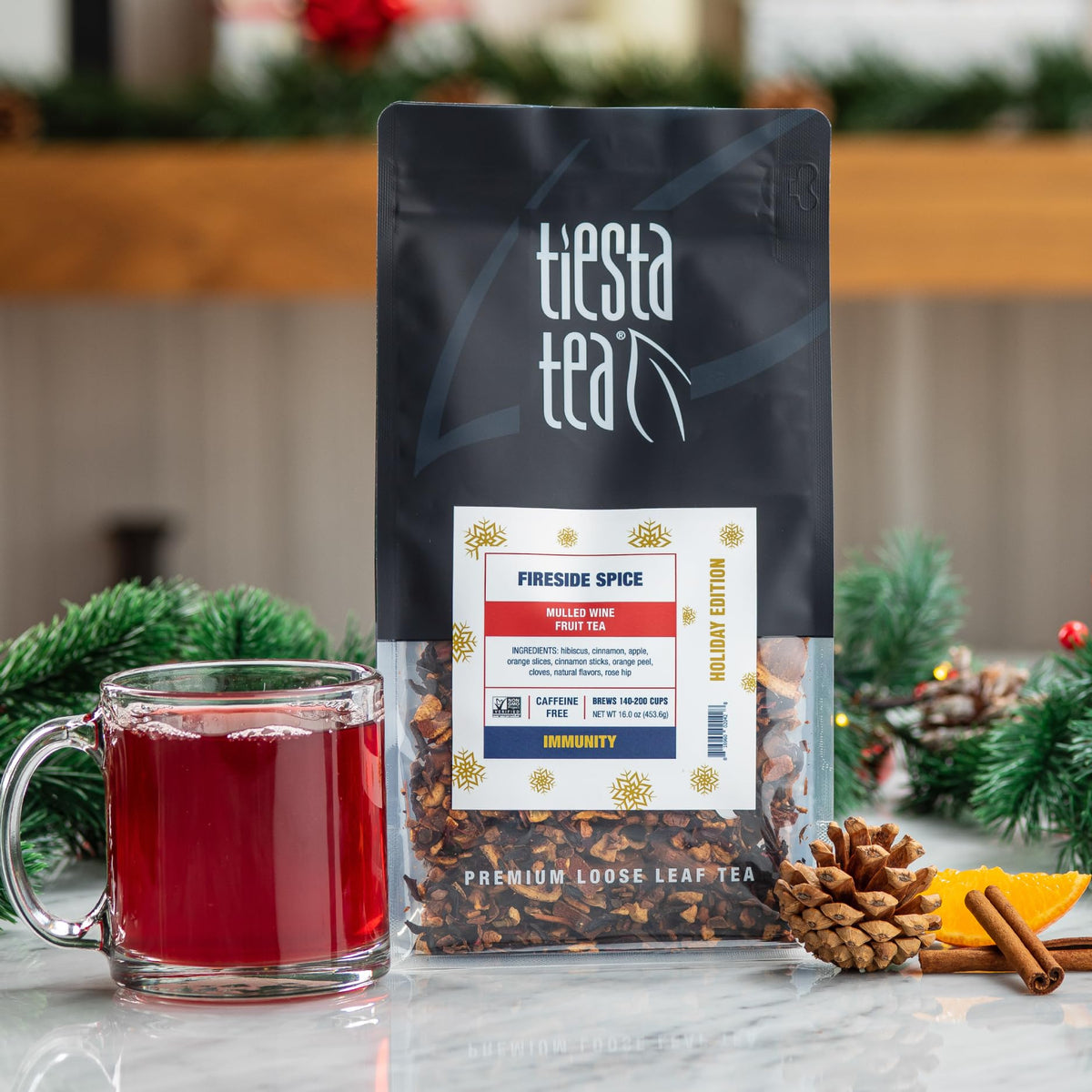Tiesta Tea Fireside Spice Herbal Tea Blend, Non-Caffeinated, 16 oz Bulk Pouch, Brews Up to 200 Cups