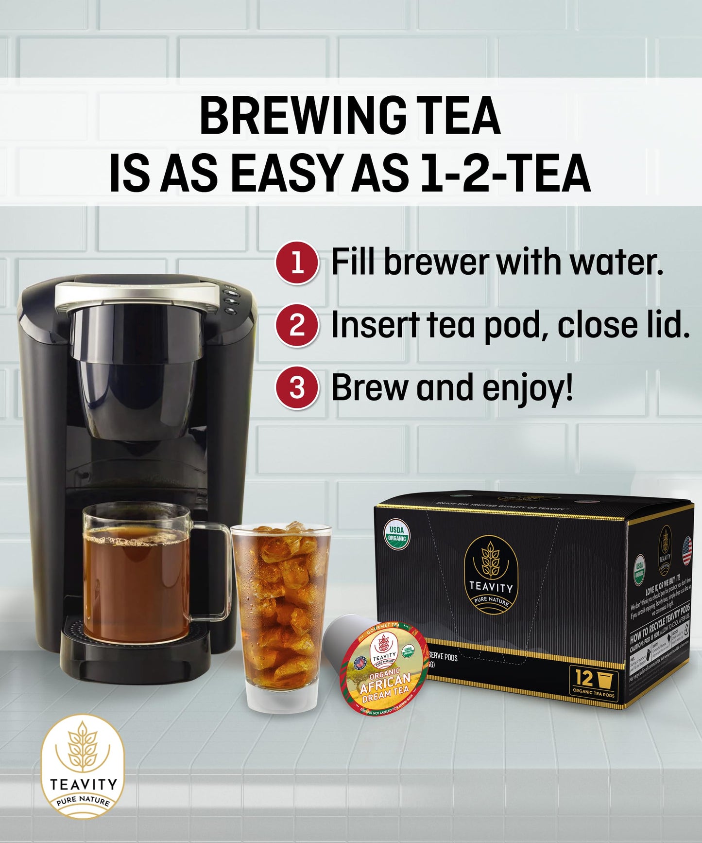 Organic Rooibos Tea Pods With Vanilla & Orange - Naturally Decaf Tea - African Dream By Teavity (12 Tea Pods)