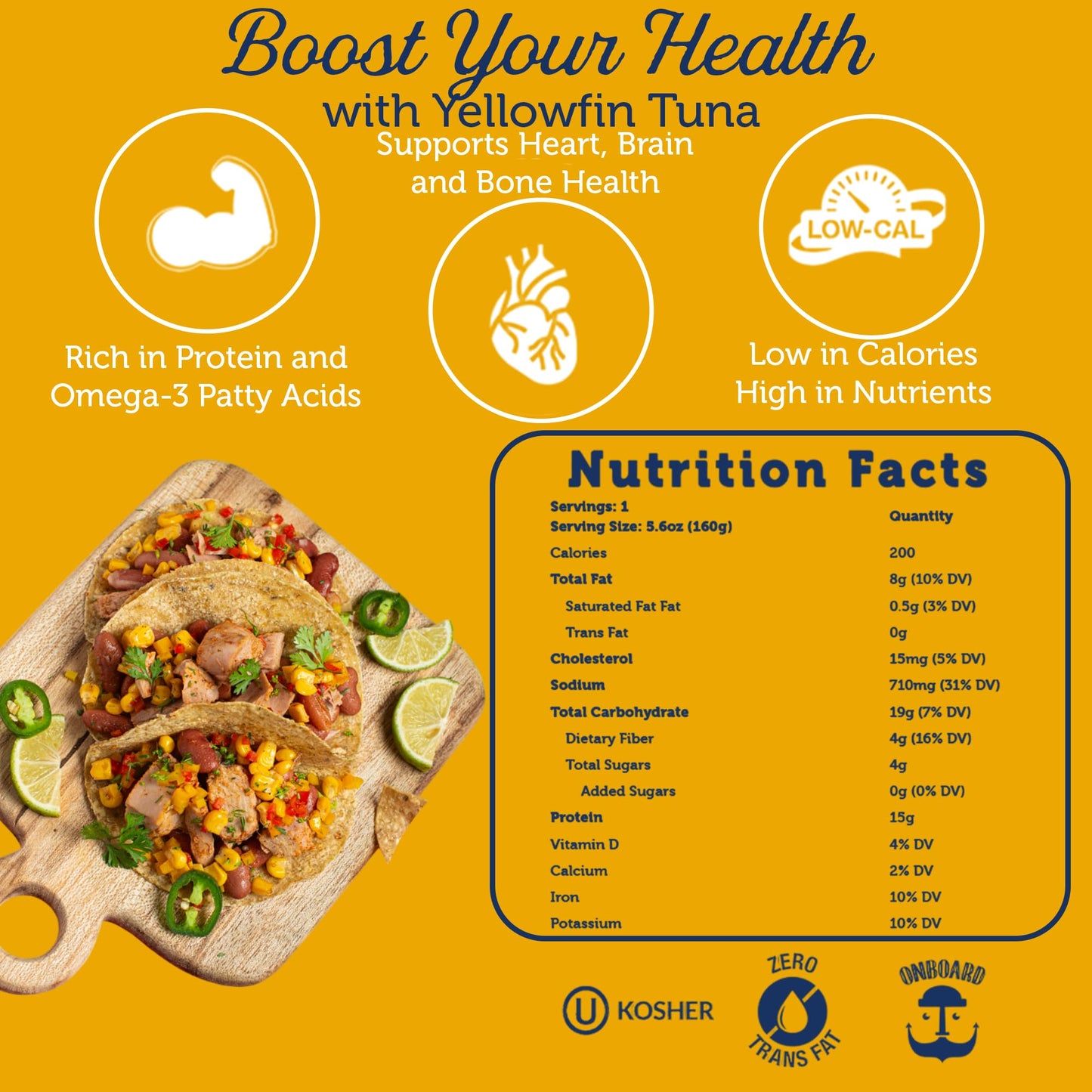 ONBOARD Ready to Eat Mexican Tuna Salad - Organic, High-Protein, 5.64 oz, Pack of 6