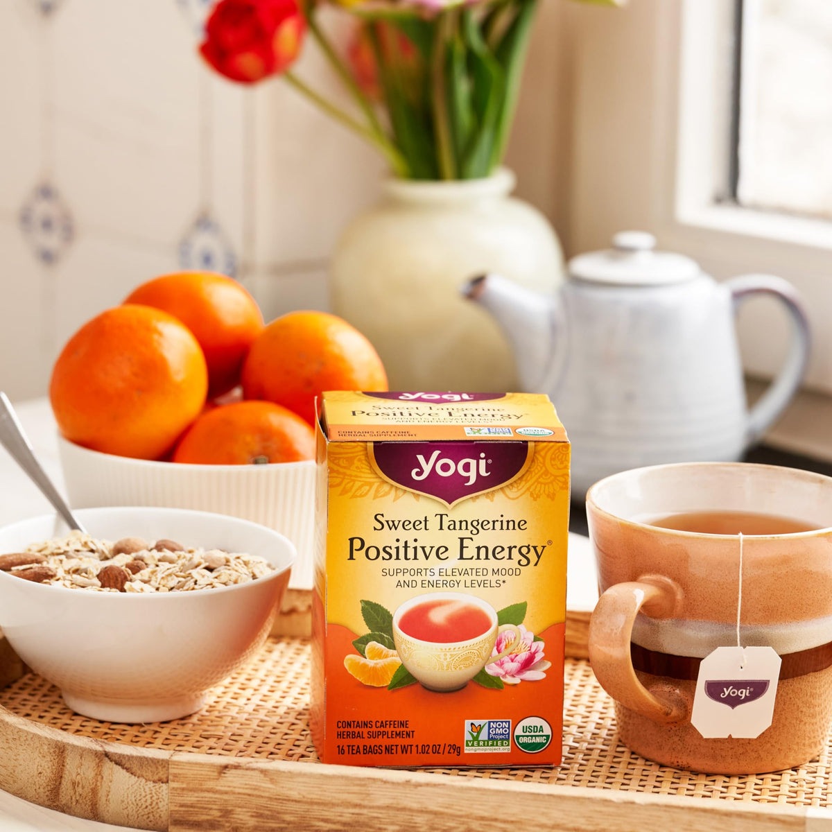 Yogi Tea - Morning Energy Variety Pack (3 Pack) Includes Peach Bergamot Bright Day, Sweet Tangerine Positive Energy, Spiced Blackberry Focus - 48 Organic Tea Bags