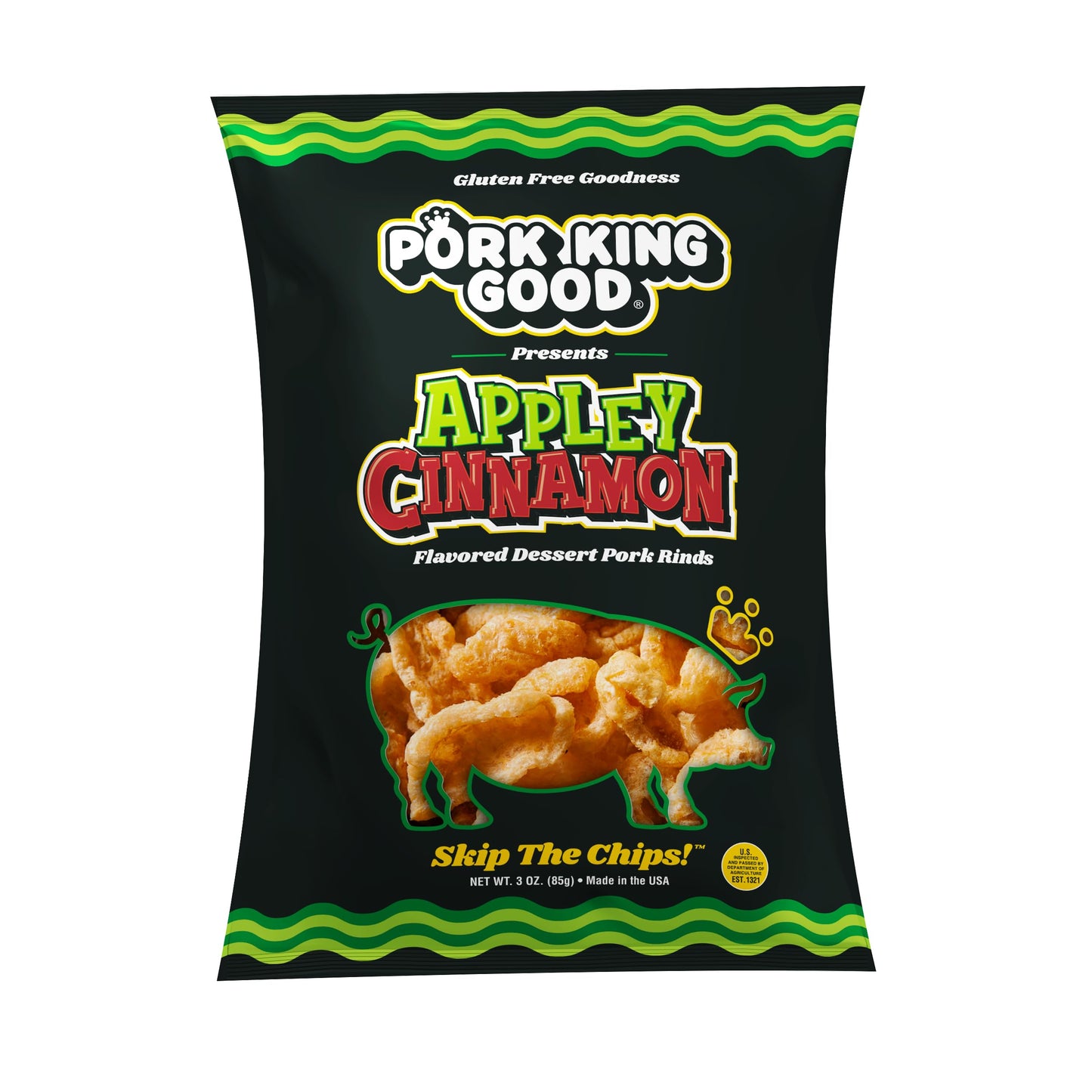Pork King Good 4 Bag Variety Pack of Sweet & Salty Dessert Flavored Pork Rinds - 3 oz (Variety 4 Pack) Gluten Free Snacks