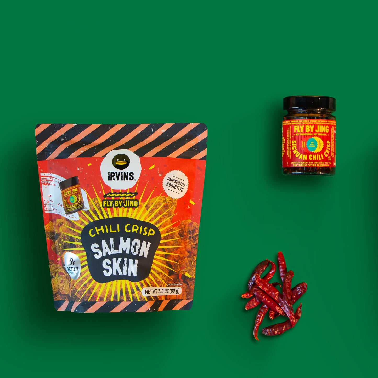Irvins Salted Egg Salmon Skins,(2.8 Ounce (Pack Of 3), Chili Crisp Salmon Skin)