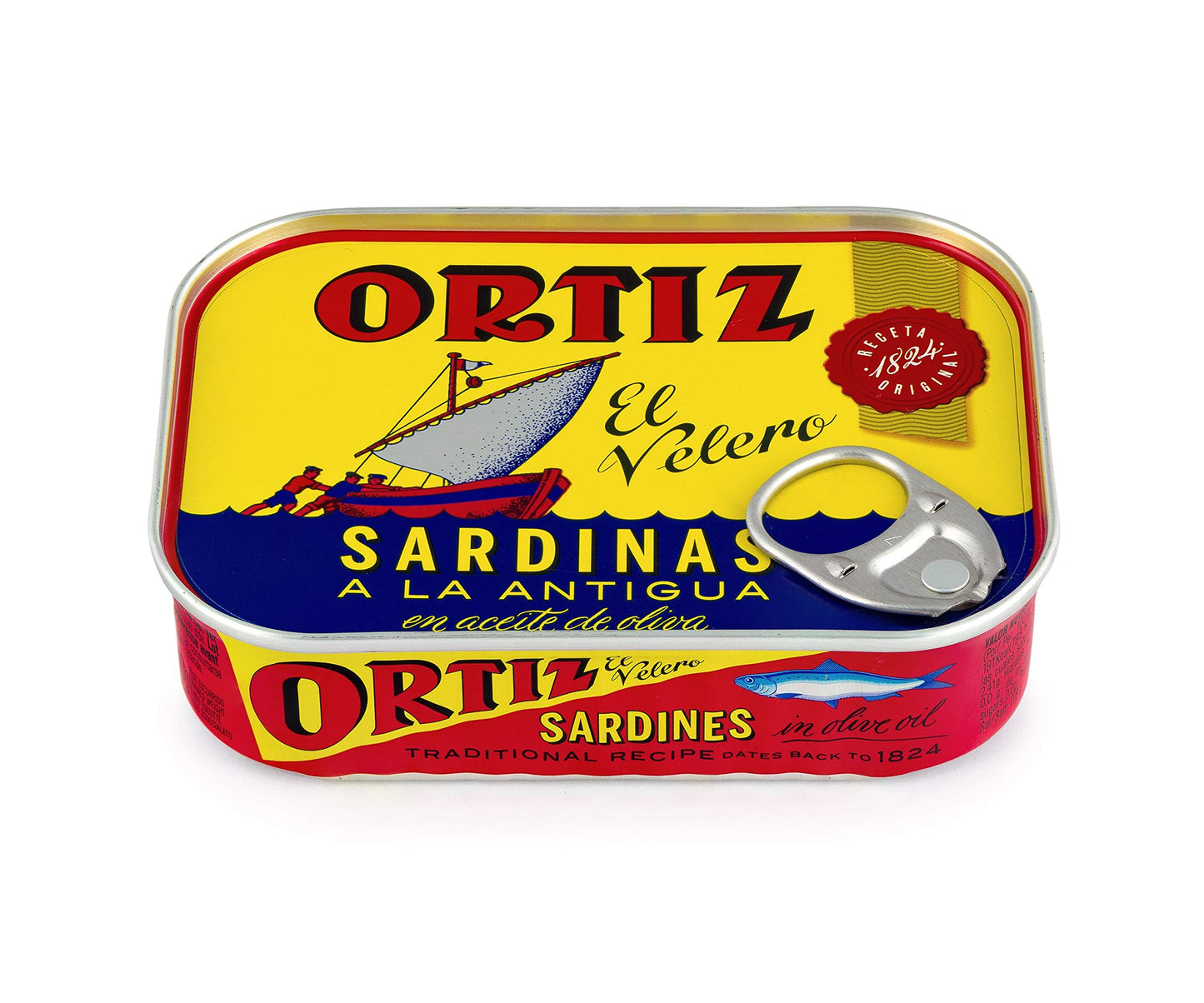 Ortiz Sardines A la Antiqua  Old Style   Moist and Tender  Wild Caught in Sdiscomfort-reducing and Hand-Packed in enhanced Extra Virgin Olive Oil  Enjoy in Salads  Sandwiches and on Toast  4.9oz Can (Pack of 8)