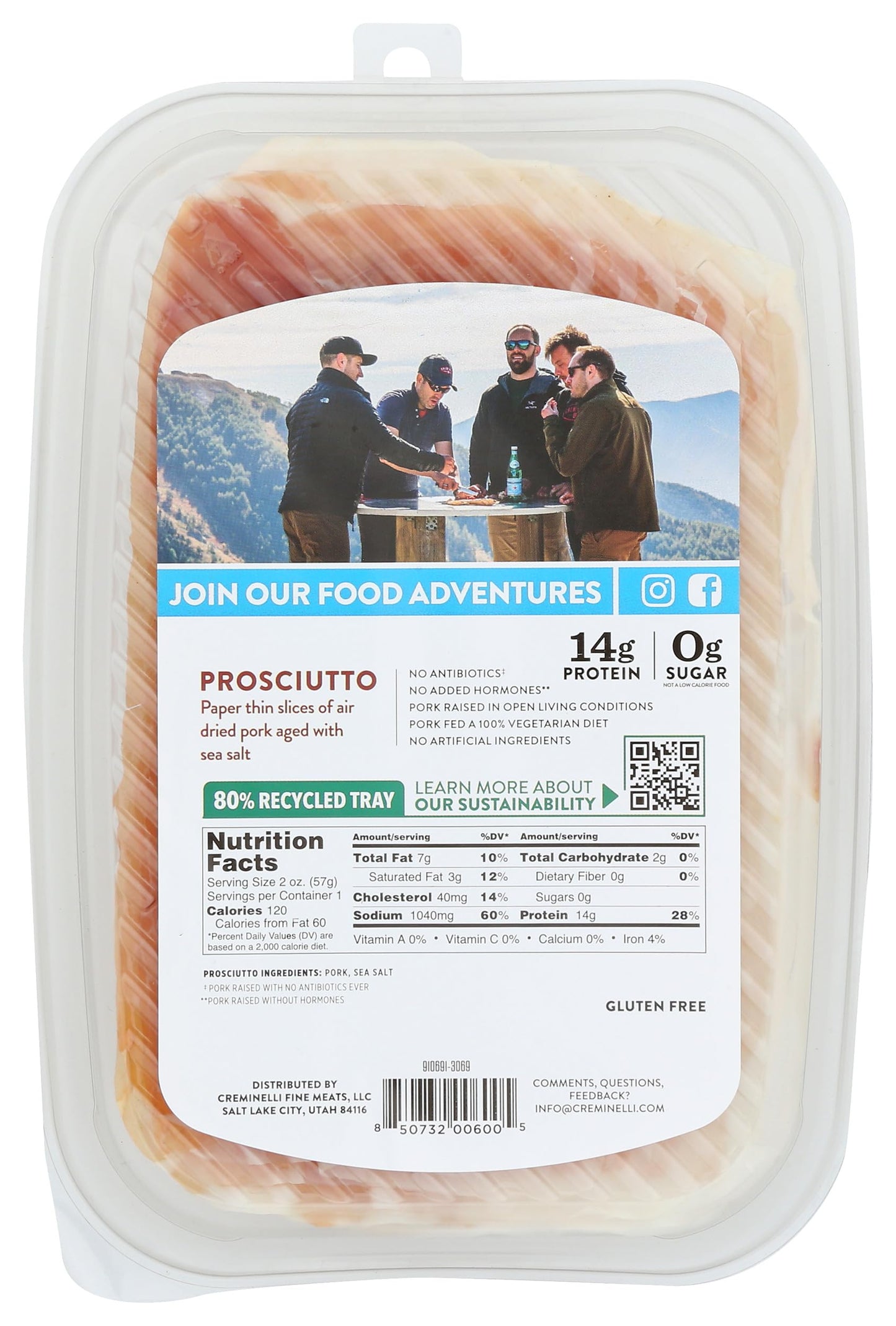 Creminelli - Italian Artisan Handcrafted Fine Meats, Sliced Prosciutto Salami, 2.0 Ounce