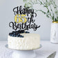 Leetaivie 65th Birthday Cake Topper - Black Gold Glitter, Paper Material, 002 Model