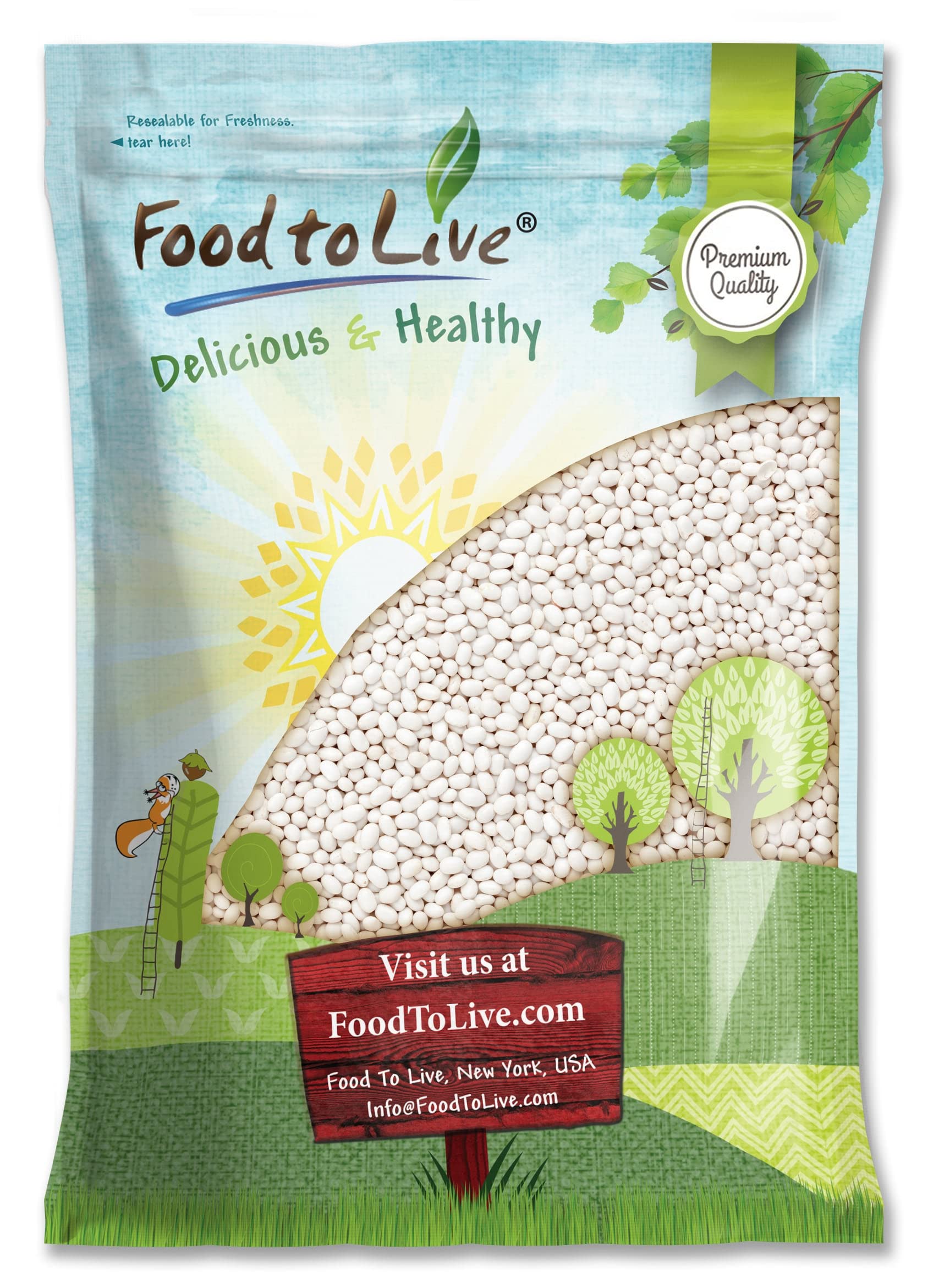 Food To Live Navy Beans, 10 Pounds Raw, Dried, Vegan, Kosher, Whole Small White Kidney Beans In Bulk, Good Source Of Protein, Fiber, Folate, And Copper. Low Sodium. Great For Cooking And Soups