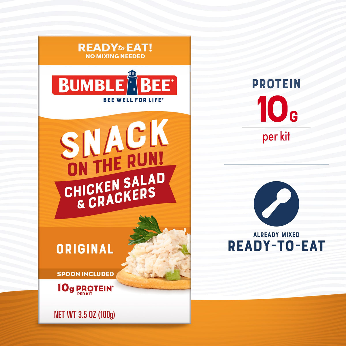 Bumble Bee Snack on the Run Chicken Salad with Crackers Kit, 3.5 oz (Pack of 12) - Ready to Eat, Spoon Included - Shelf Stable &