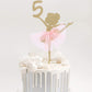 WAWUO Ballet Cake Topper - Ballerina Birthday Decoration for 1 to 5 Years Old, Paper, 1 Count, Ballerina 5