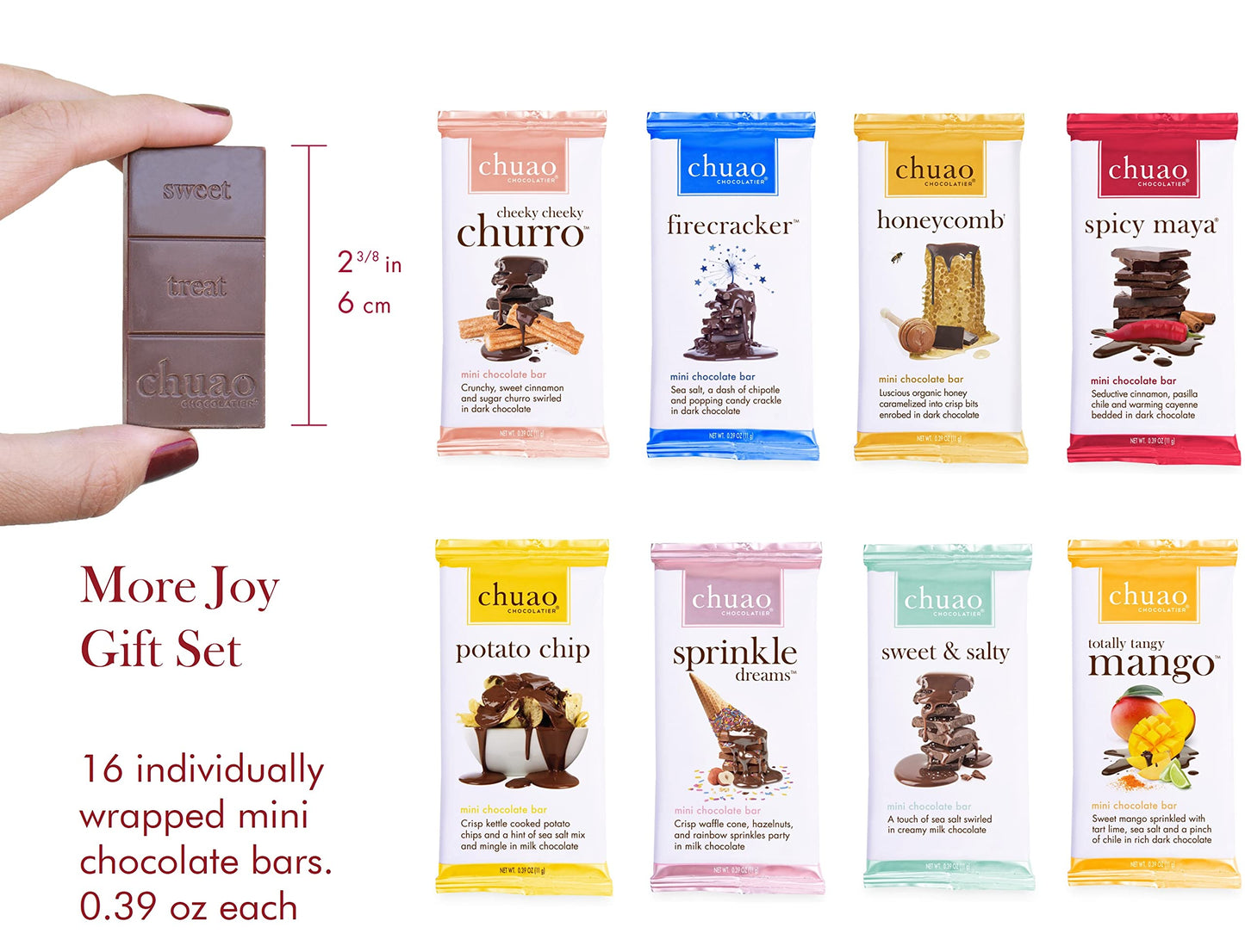 Chuao Chocolatier Assorted Mini Gourmet Chocolate Bars Gift Box - 16 Count Sampler of Milk & Dark Chocolate