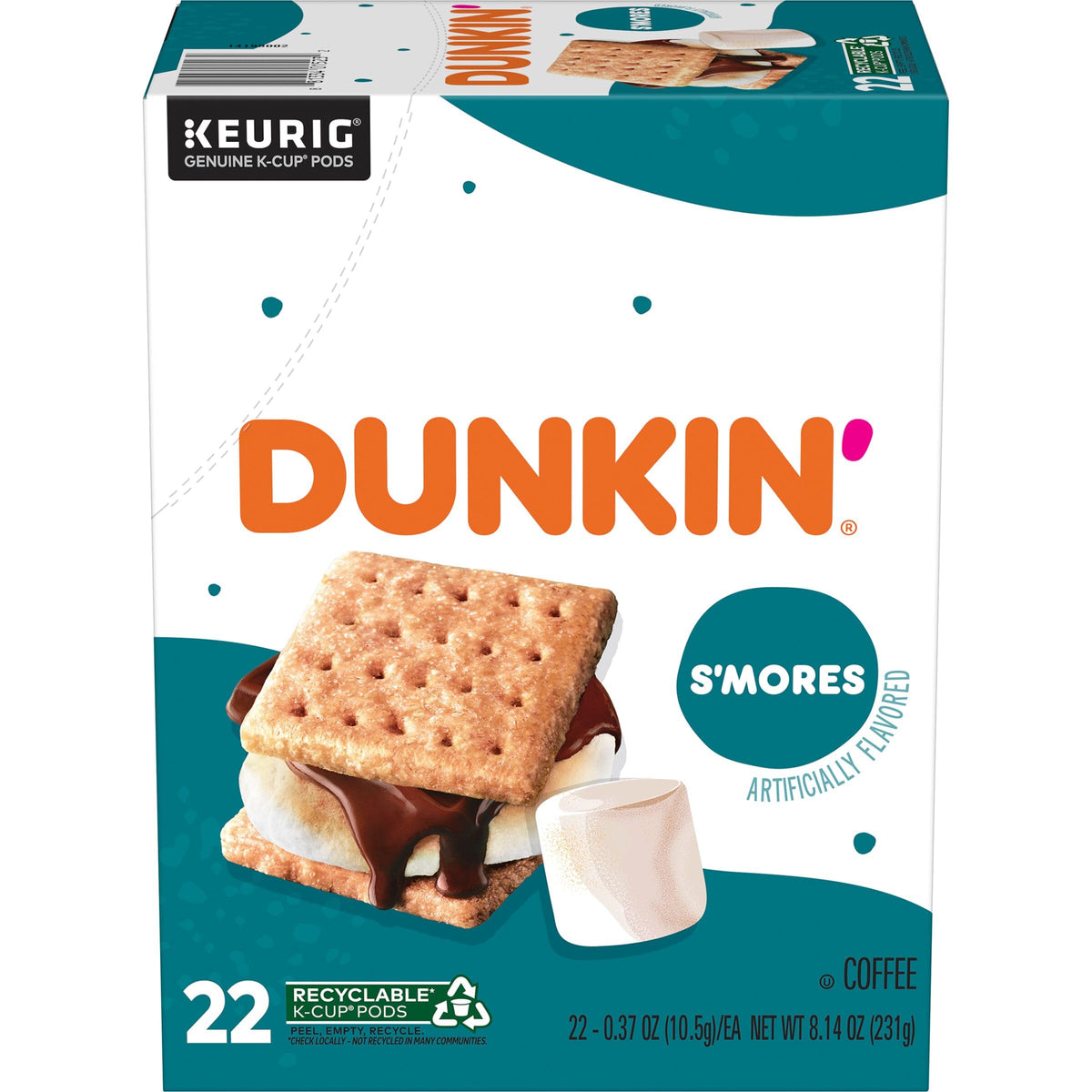 Dunkin Smores Flavored Coffee, 22 Keurig K-Cup Pods