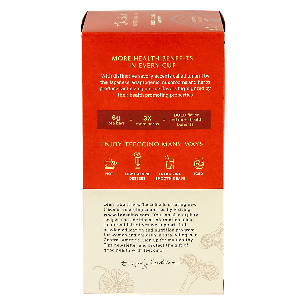 Teeccino Reishi Eleuthero Tea - Organic Caffeine-Free Herbal Tea, 25 Tea Bags, French Roast Flavor