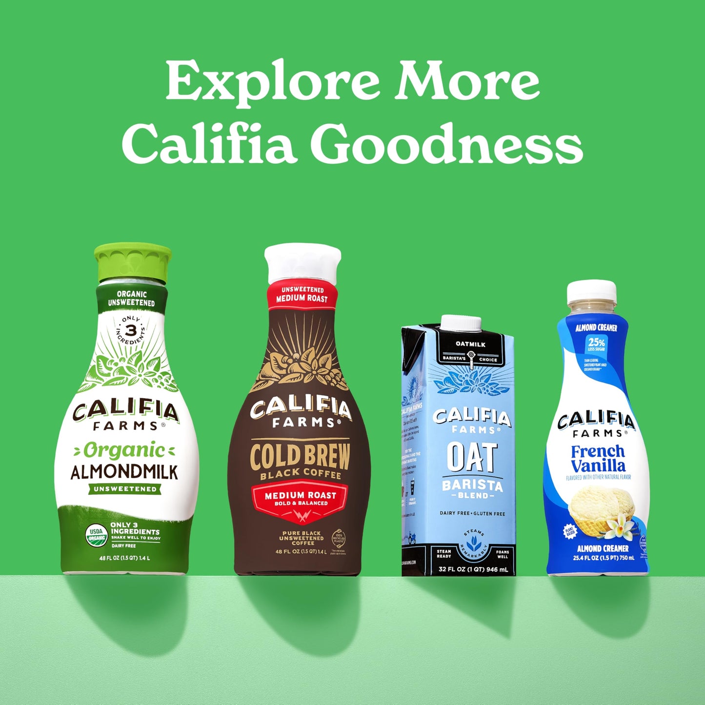 Califia Farms Unsweetened Almond Milk, 72 Oz, Dairy Free, Vegan, Plant Based, Keto Food, Vegan, Gluten Free, Non GMO, Sugar Free