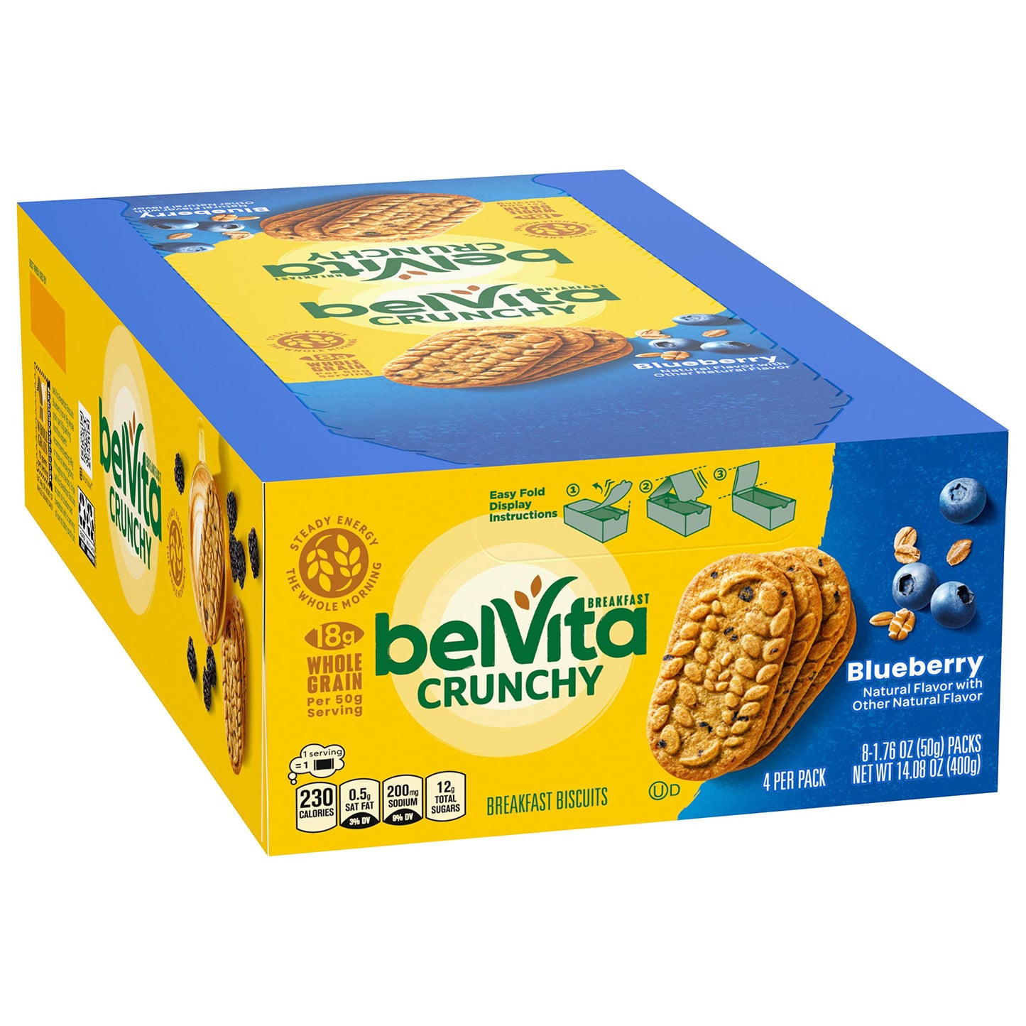 belVita Breakfast Bars Biscuits, Blueberry, 8 Packs (4 Biscuits Per Pack)