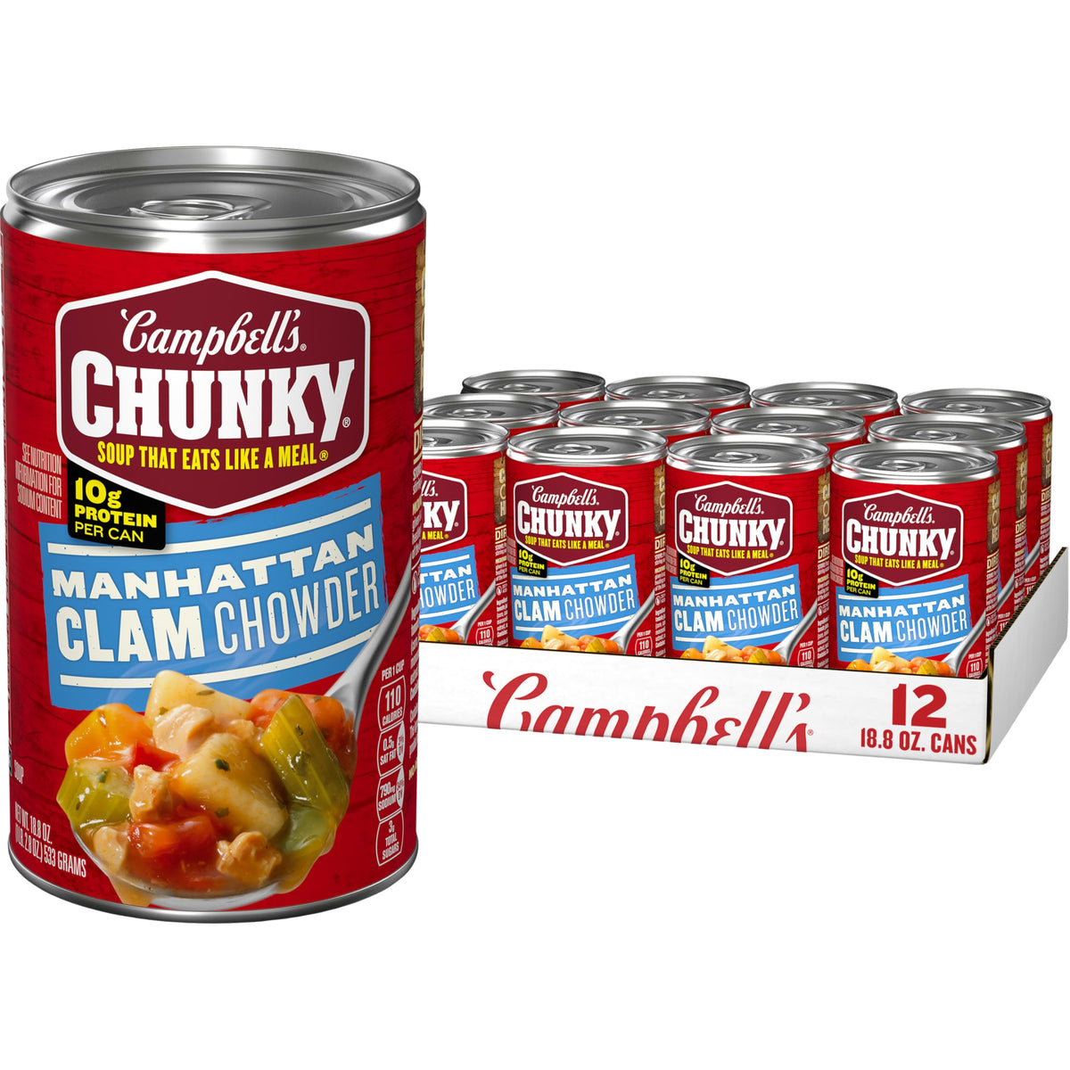 Campbell s Chunky Soup, Manhattan Clam Chowder, 18.8 oz can (Case of 12)