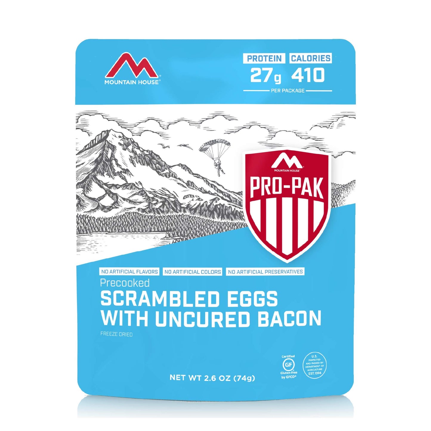 Mountain House Scrambled Eggs With Uncured Bacon Pro-Pak | Freeze Dried Backpacking & Camping Food | Gluten-Free | 1 Serving
