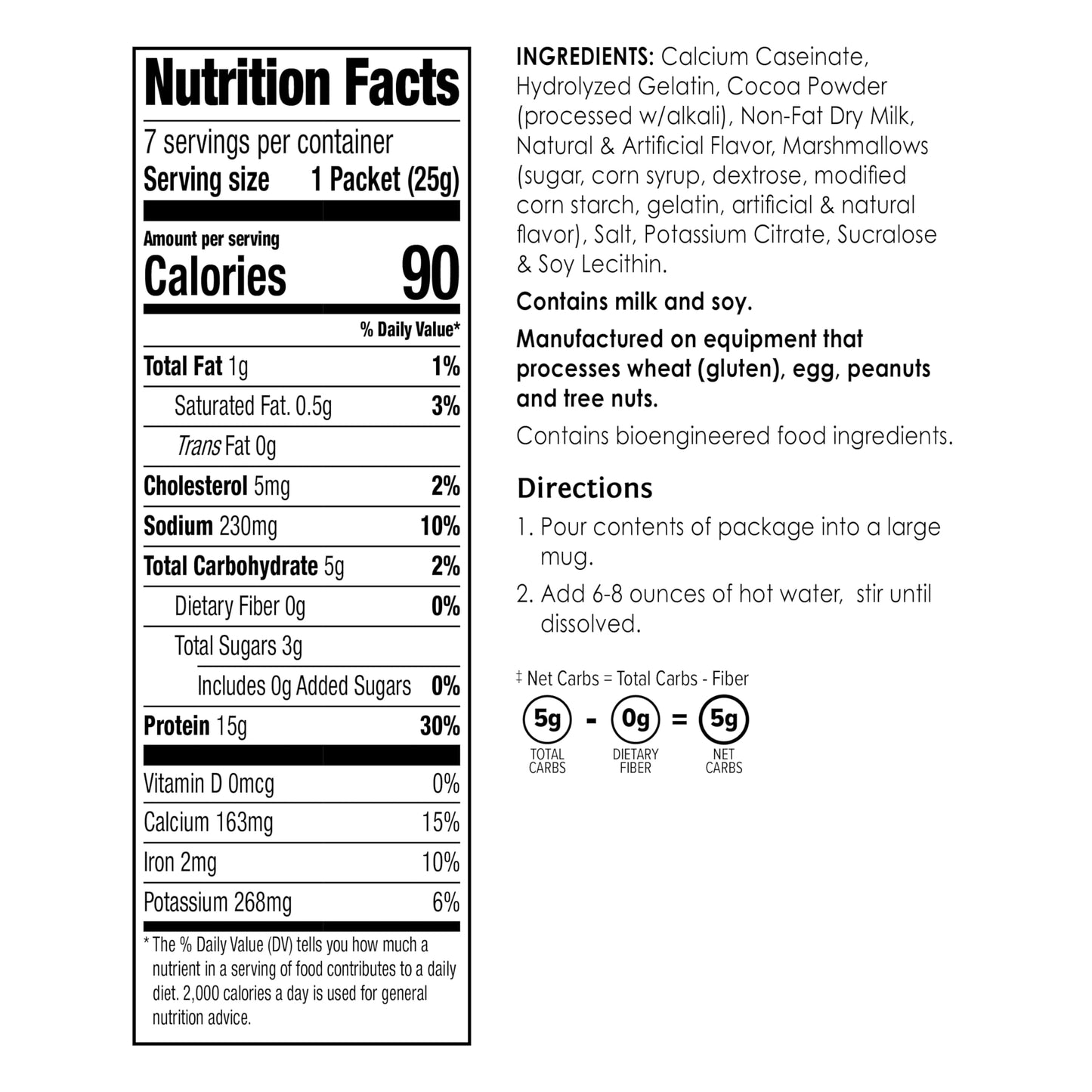 BariWise Protein Hot Chocolate with Marshmallows, Hot Cocoa, Low Sugar, Low Carb, Keto Friendly & Gluten Free (7ct)