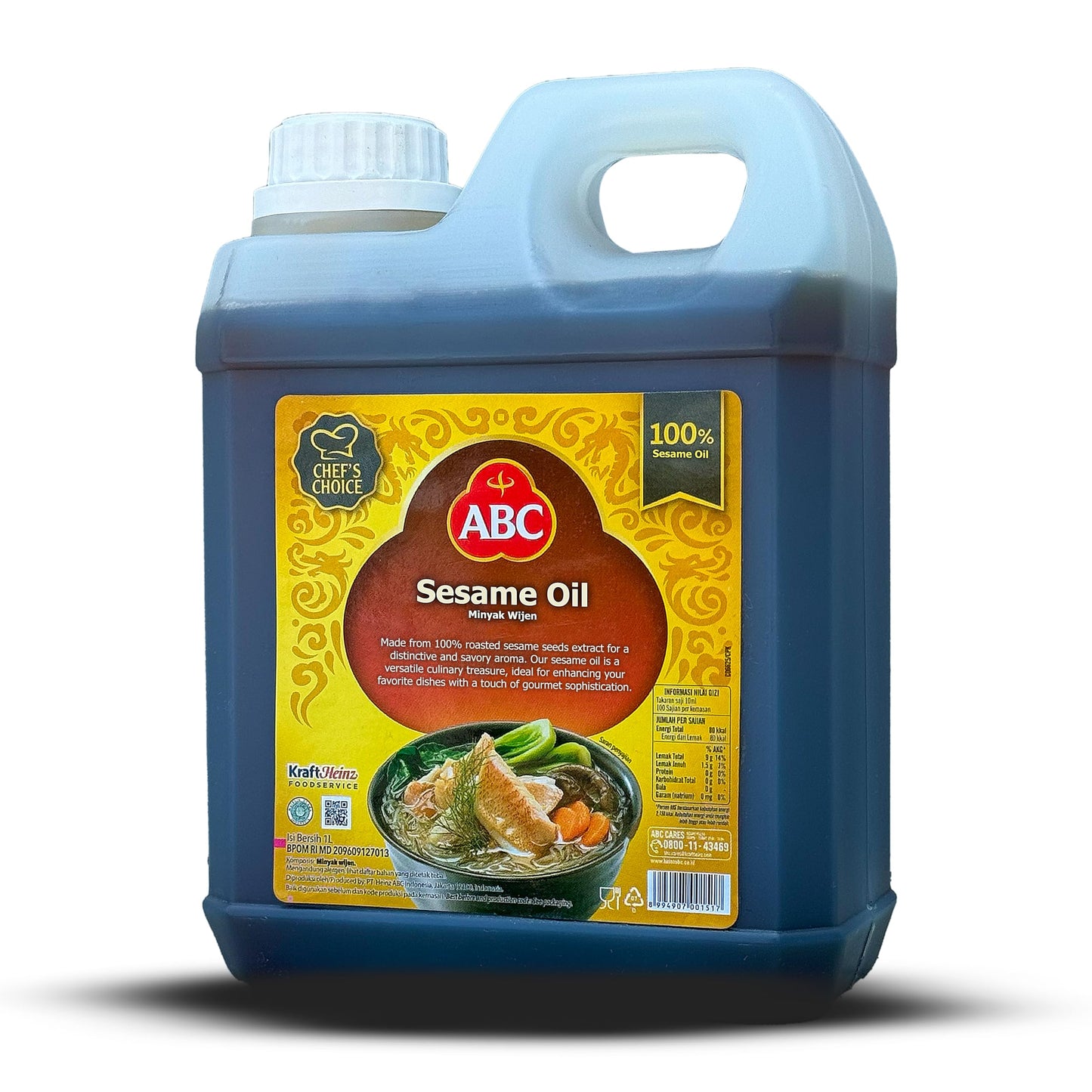 Abc 100% Pure Roasted Sesame Oil, 1 Liter (33.81 Fl Oz), High Smoke Point, Perfect For Cooking, Stir-Fry, Dressings, Dips, Rich,