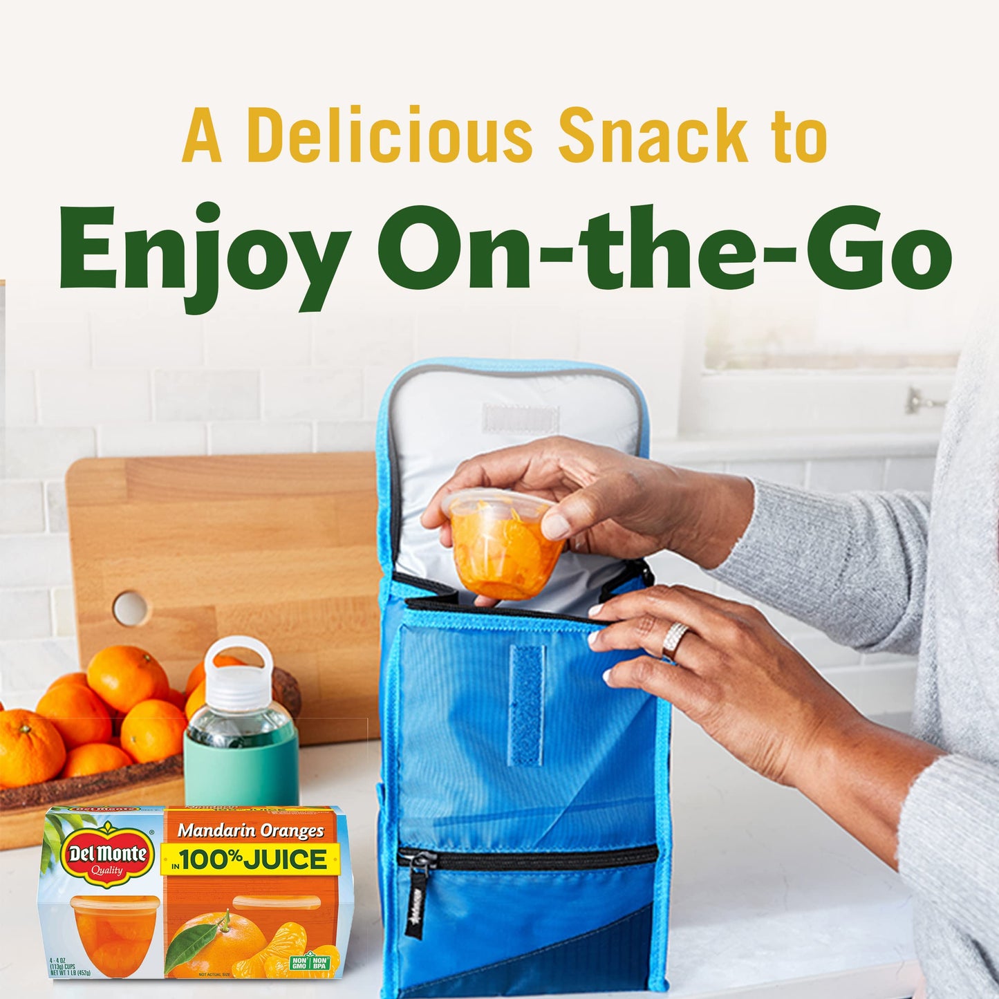 Del Monte Mandarin Orange In 100% Juice Snack Cups, 4-Ounce Cups (Pack Of 12)
