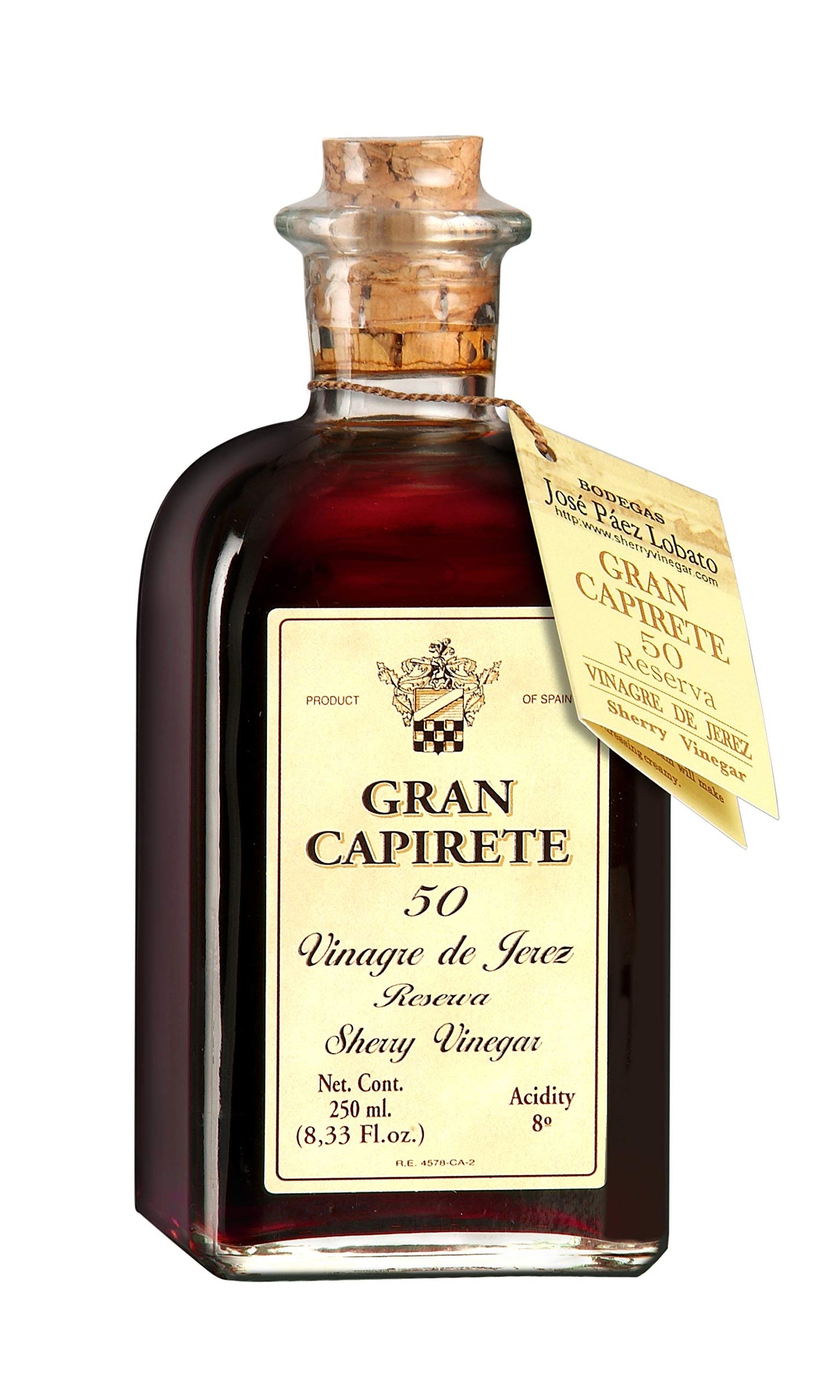 CAPIRETE Spanish Sherry Vinegar Reserve, 50 Years Old, 8.45 Fl Oz Glass Bottle