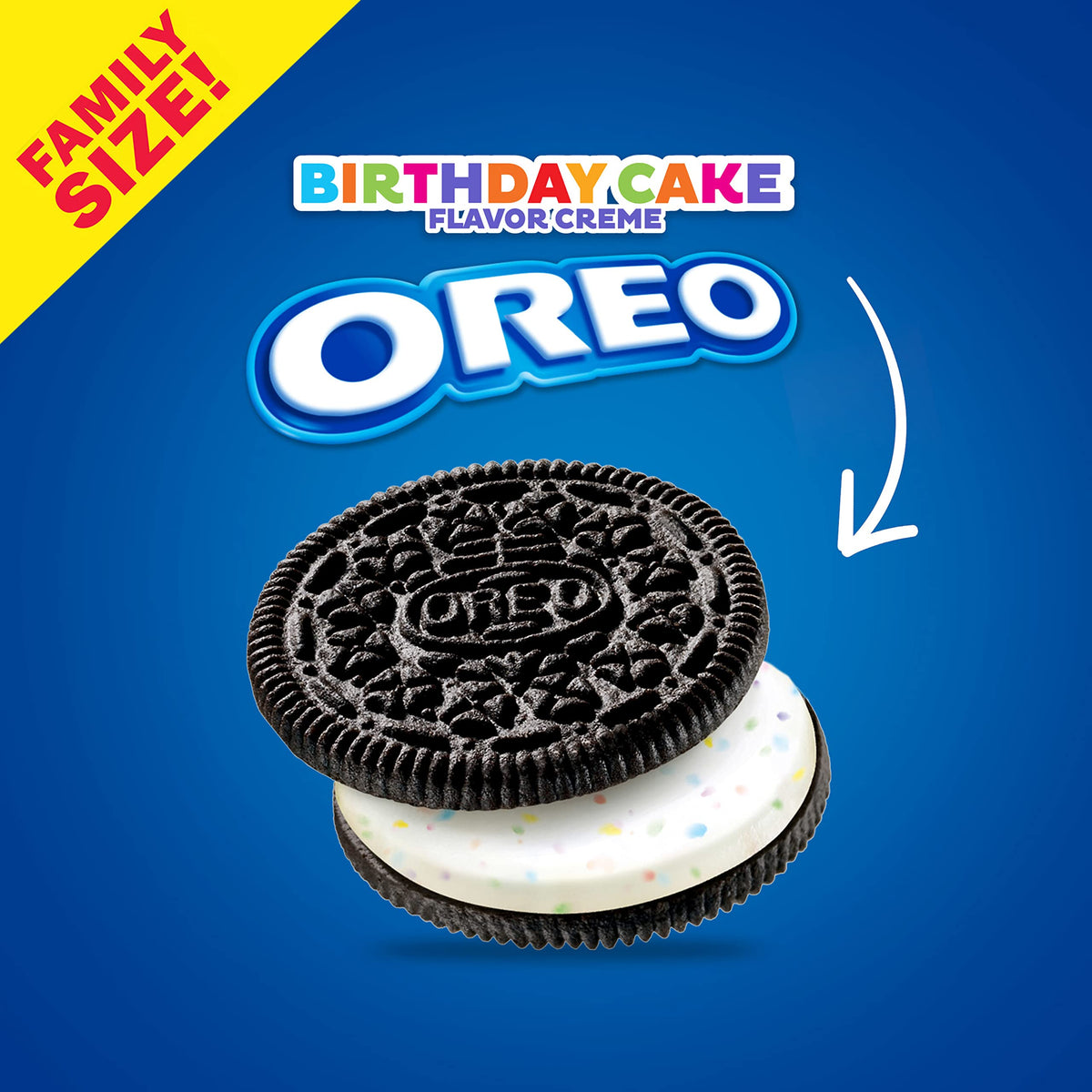Oreo Birthday Cake Creme Chocolate Sandwich Cookies, Family Size, 12 - 17 Oz Packs