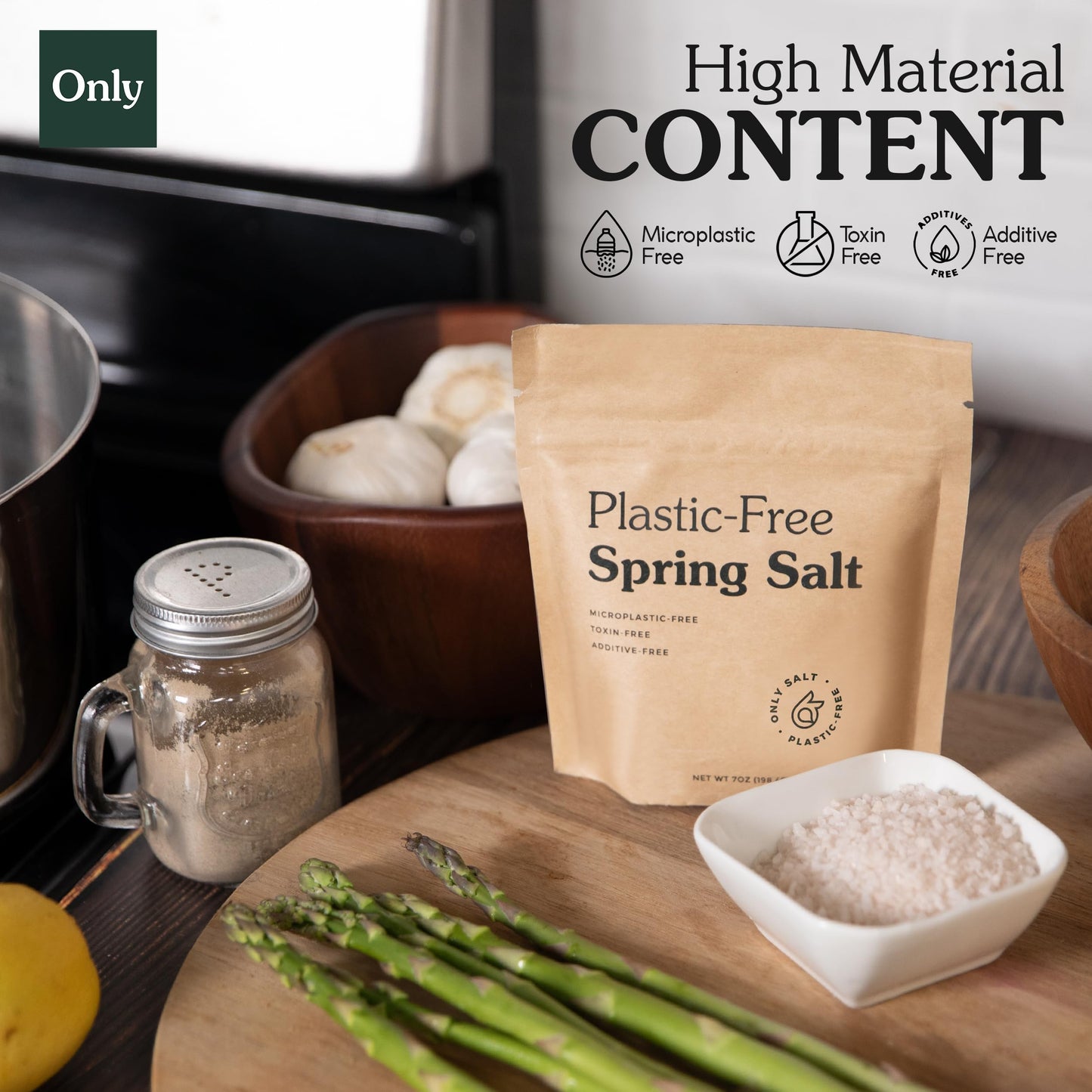 Ancient Spring Salt - Organic, Natural - Microplastic & Toxin Free - 7oz Pouch