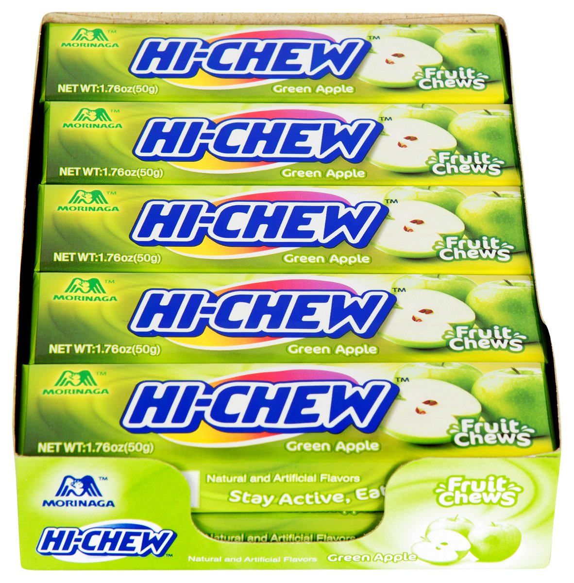 Hi-Chew Sensationally Chewy Japanese Fruit Candy, Green Apple 1.76 Ounce (Pack of 10)