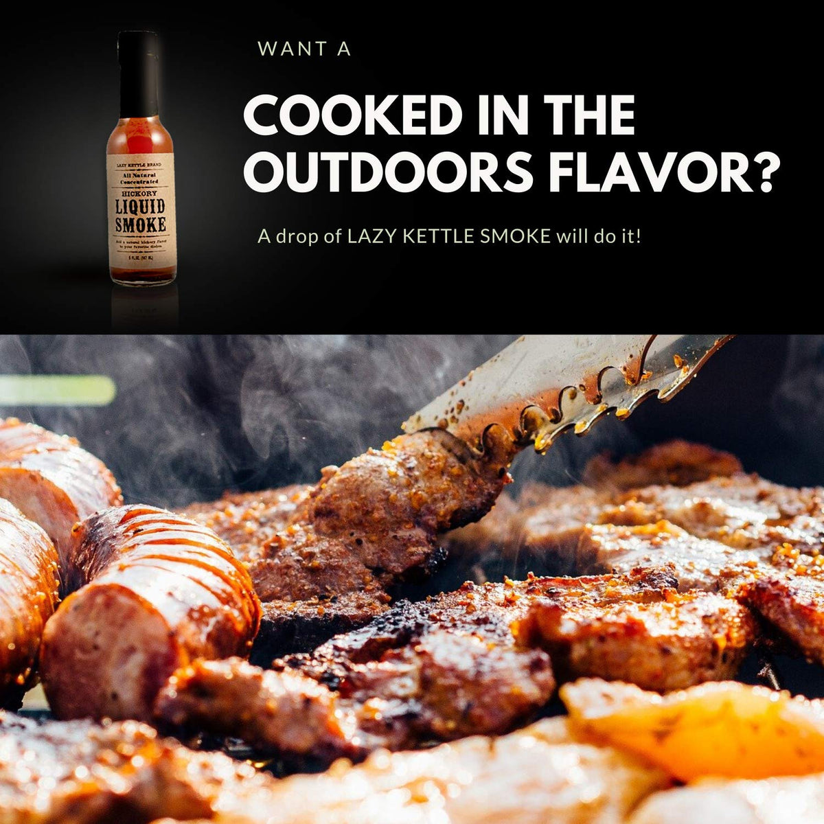 Lazy Kettle All Natural Liquid Smoke - Hickory Flavoring for Meat, Fish, Cheese, Sauces - 5 Fl Oz (Pack of 1)