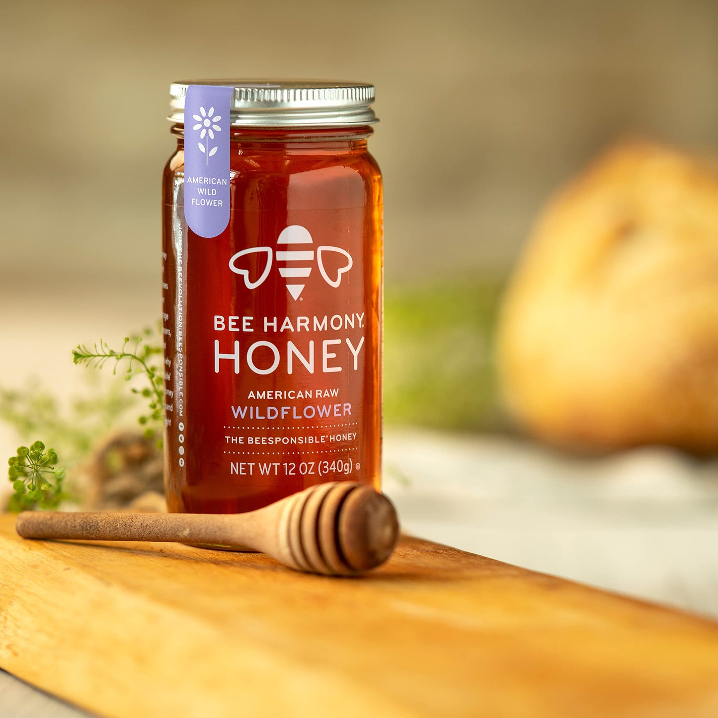 Bee Harmony American Raw Wildflower Honey, 12 OZ