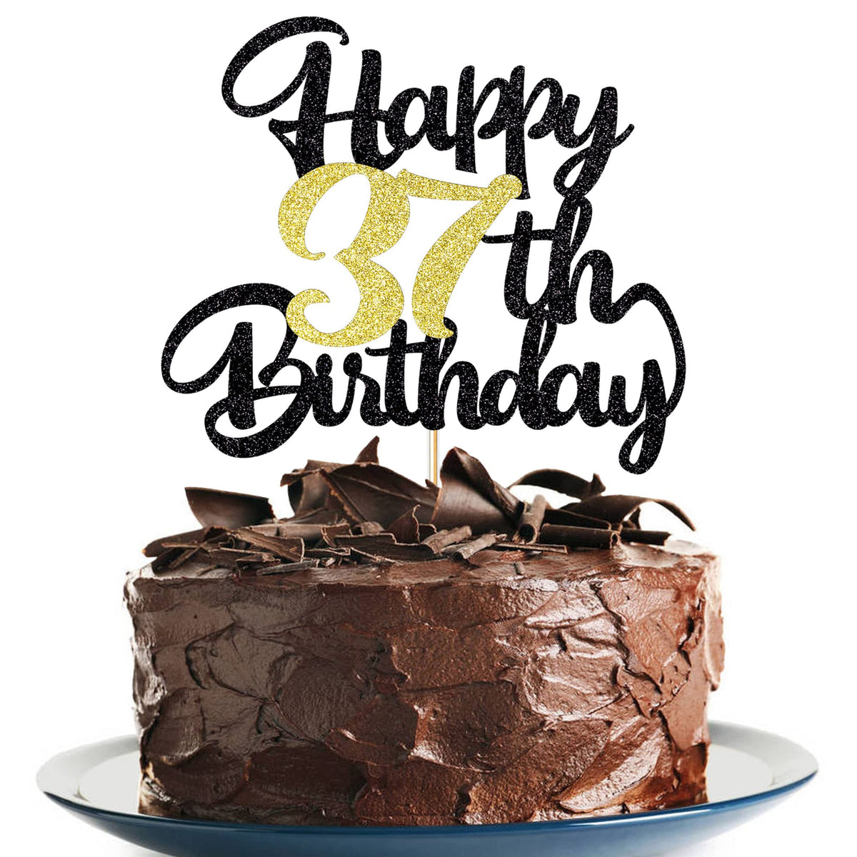 Klionjor 37Th Happy Birthday Cake Topper - Happy Birthday Decoration For 37Th Birthday Party - Gift Plugin (37)
