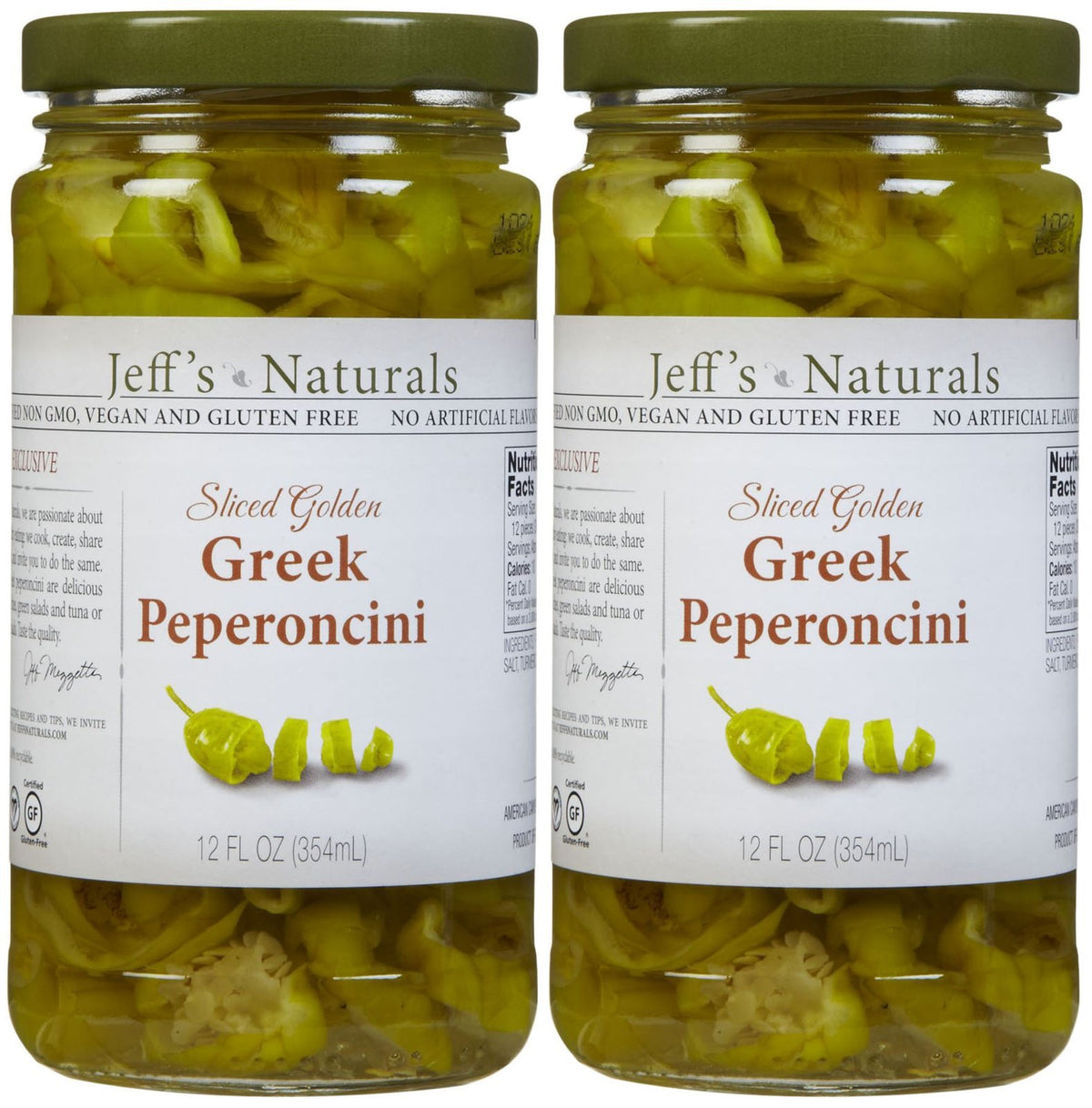 Jeff's Naturals Sliced Golden Greek Peperoncini - 12 oz - 2 pk