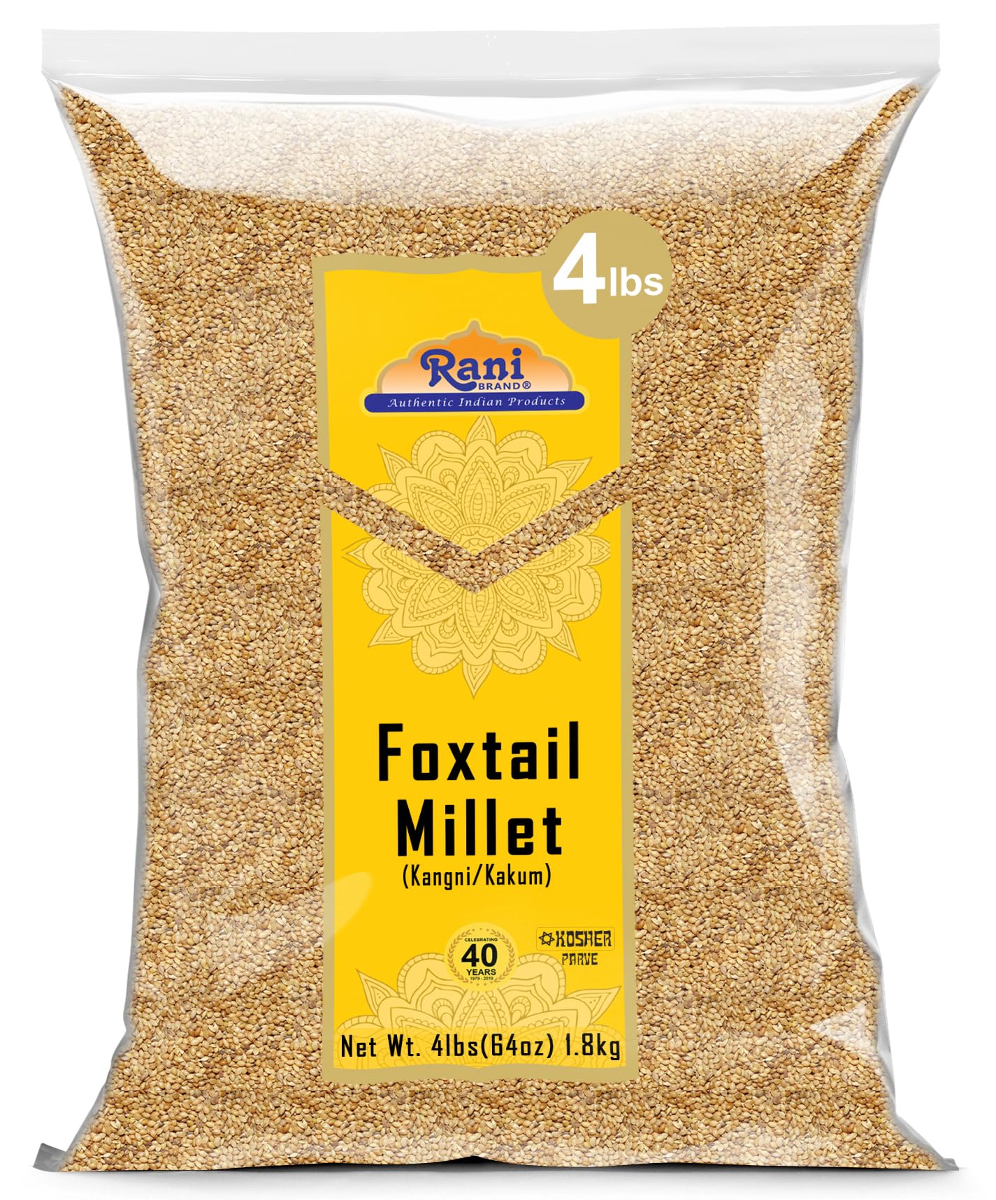 Rani Foxtail Millet Polished (Setaria italica) Ancient Grains 64oz (4lbs) 1.81kg ~ All Natural | Gluten Friendly | NON-GMO | Kos