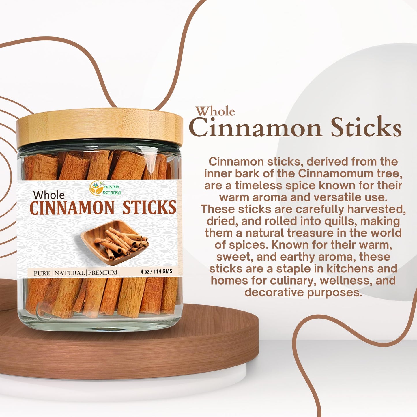 Herbs Botanica Cinnamon Sticks Vietnamese Cinnamon Saigon Cinnamon 100% Natural Whole Cinnamon Sticks For Cooking, Baking, Teas, Beverages 3 Inch+ Size Fresh And Aromatic, Perfect For Bulk Use 4 Oz