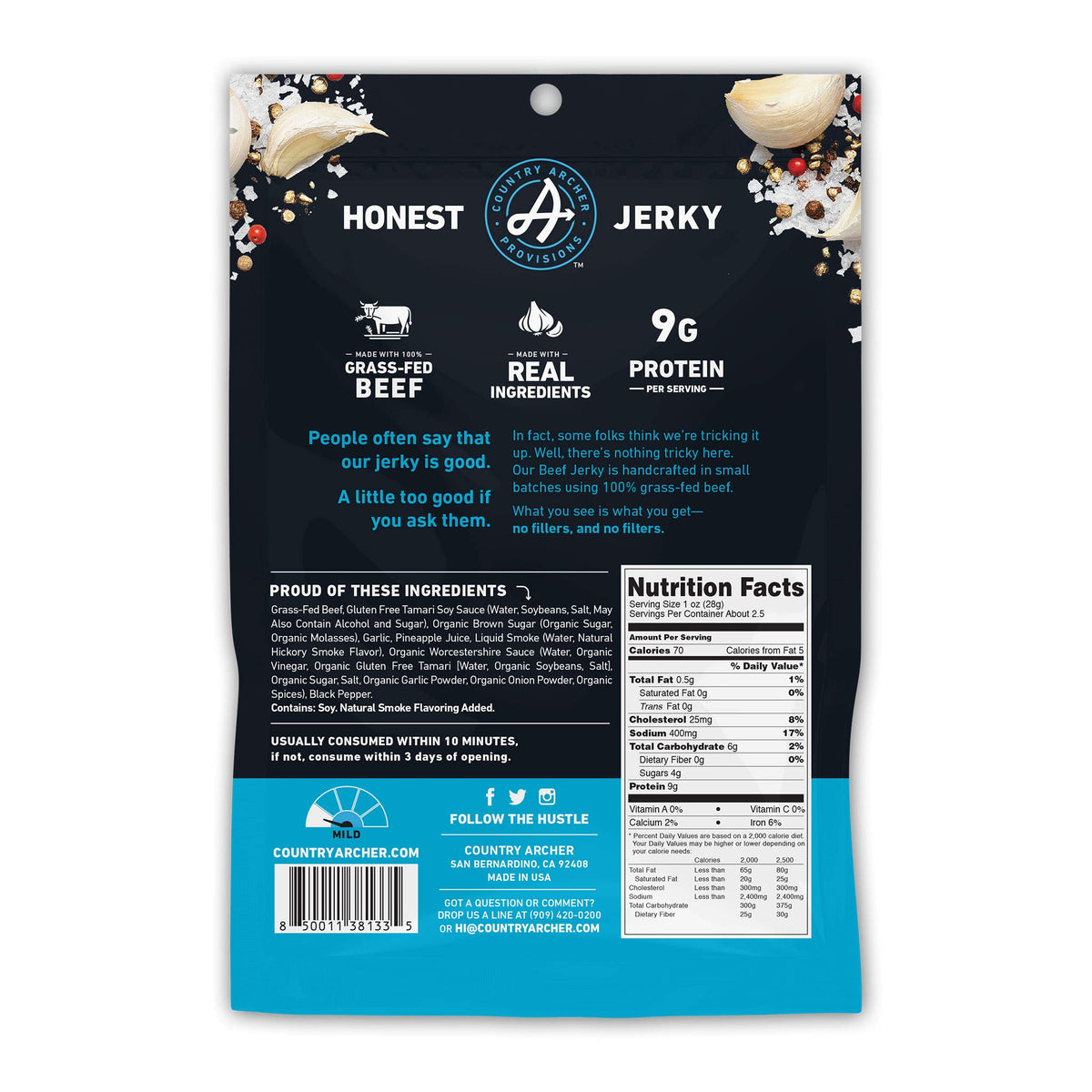 Country Archer Jerky Beef Original, 2.5 Ounce (Pack of 1)