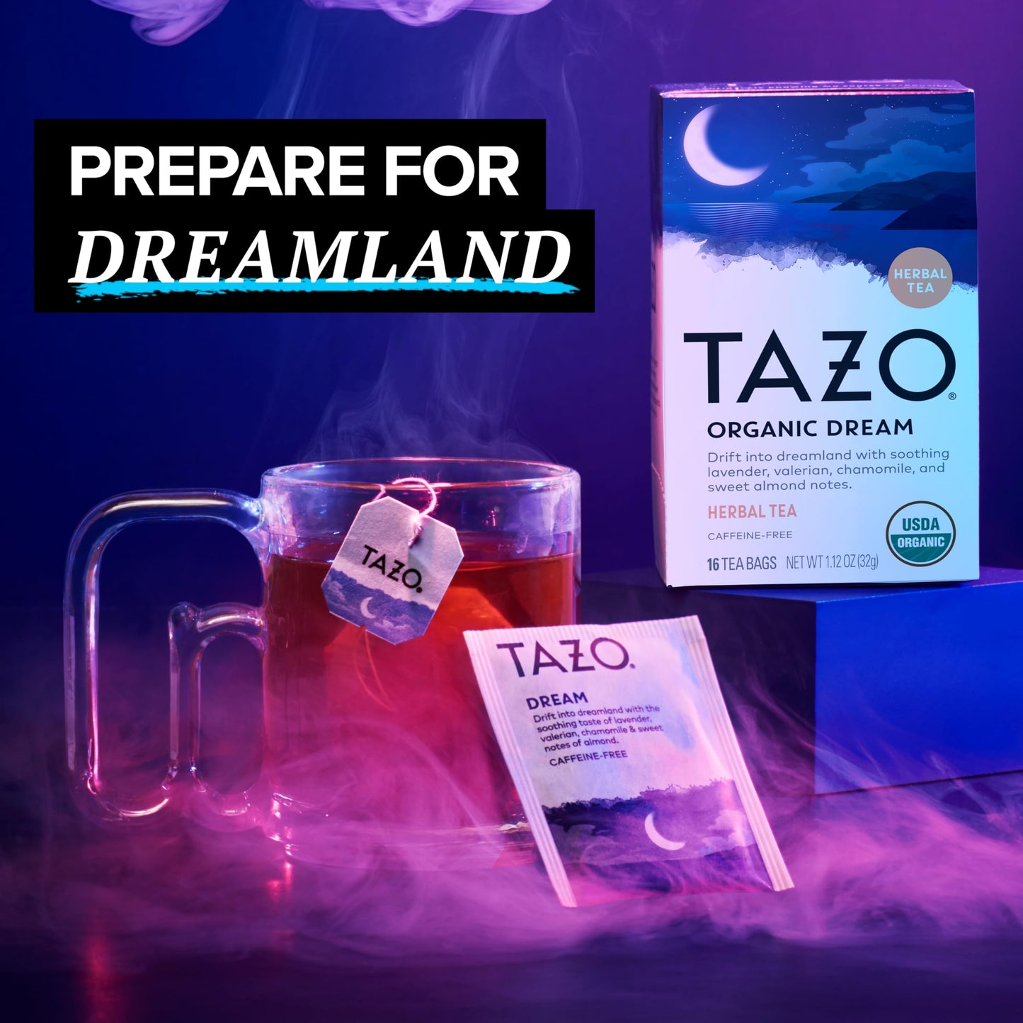 TAZO Organic Herbal Tea Bags, Caffeine-Free Chamomile & Lavender, Dream (16ct)