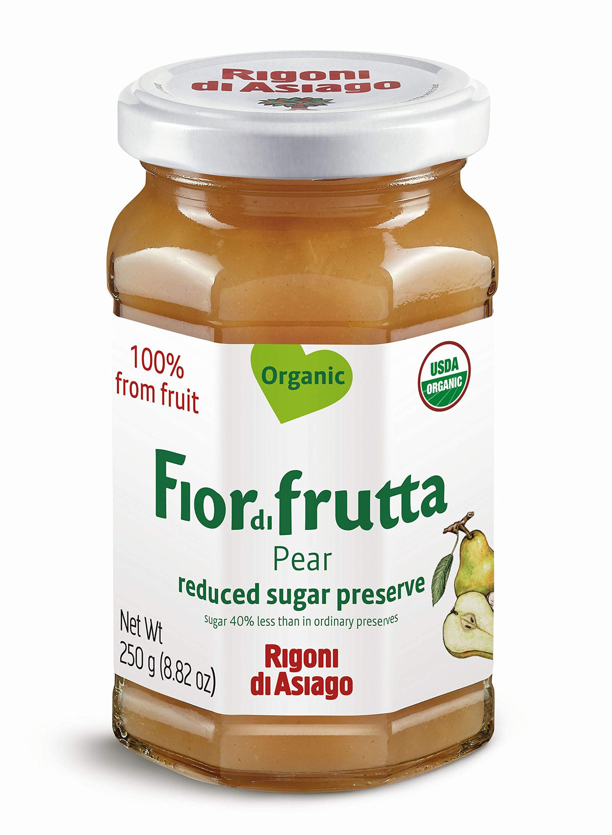 Rigoni di Asiago Fiordifrutta Organic Fruit Spread, Pear, 8.82 oz, Pack of 6, Model RDA01011