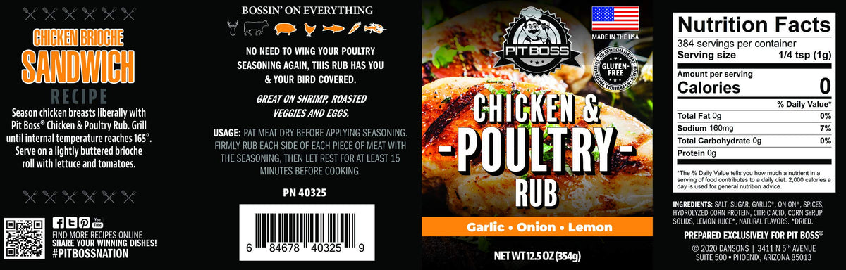 Pit Boss 40325 Chicken & Poultry Rub Grill Spices, 12.5 Ounce (Pack Of 1), Multicolored