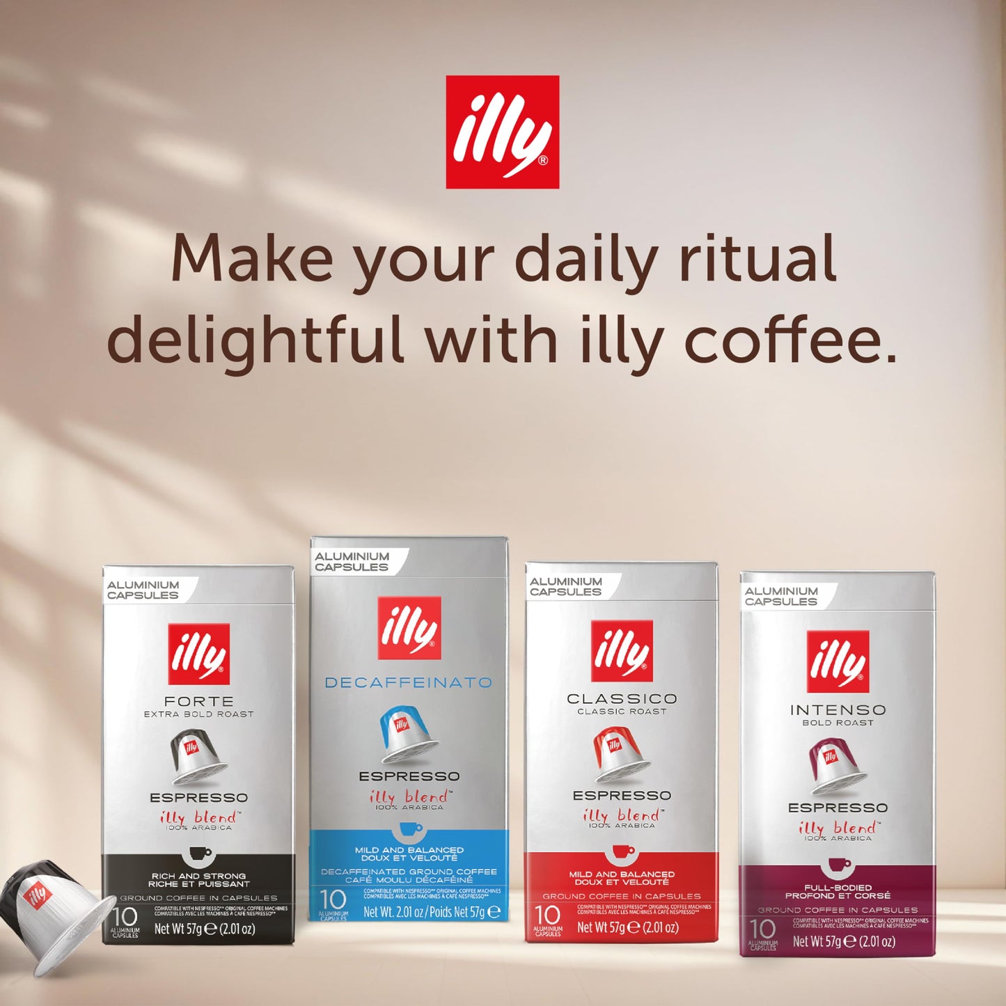 Illy Aluminum Espresso compact pieces for Nespresso - Forte Extra Bold Roast - Rich Flavor - 10 Count (Pack of 5)